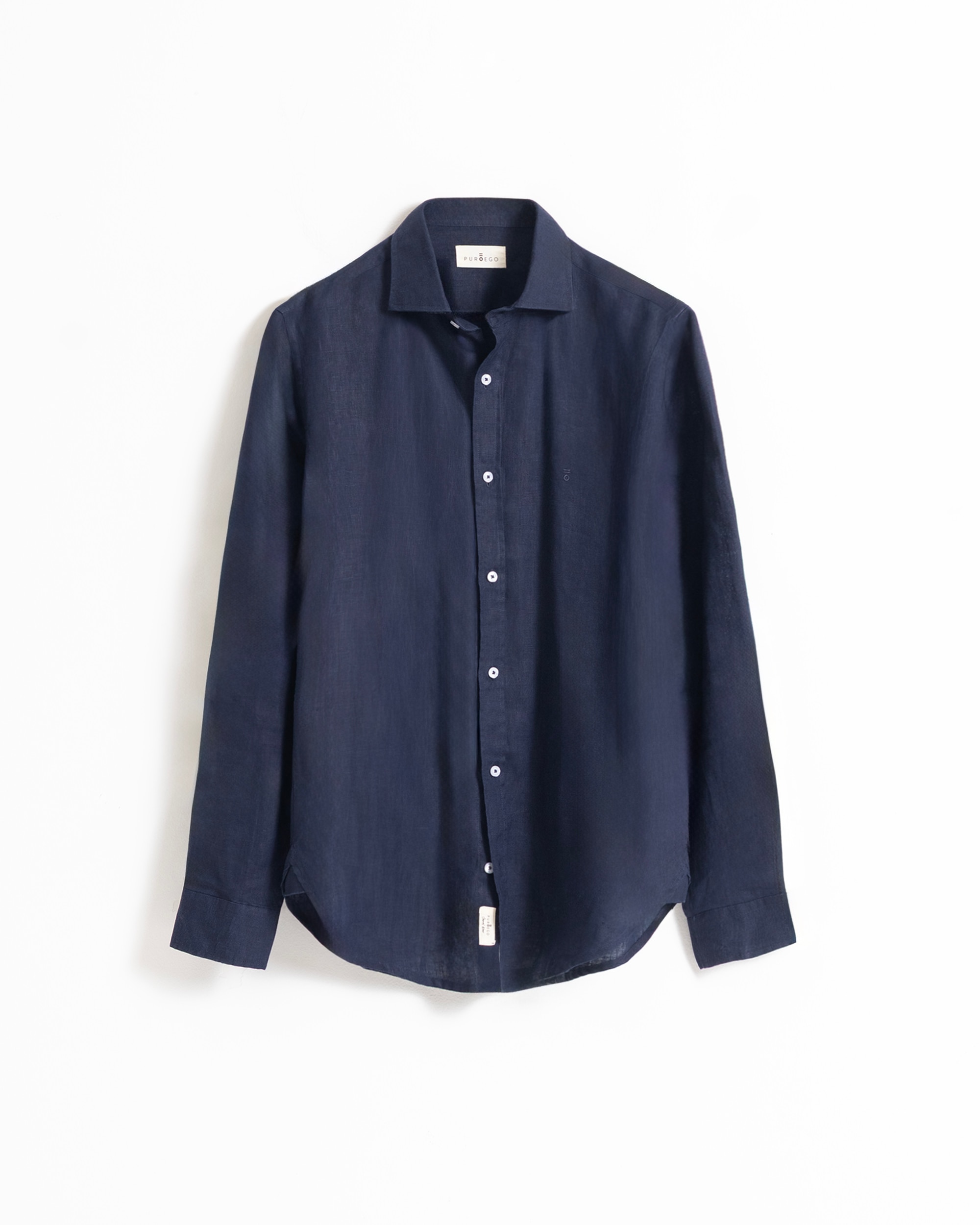 Camisa Lisa em Linho Algodão Azul-marinho-5