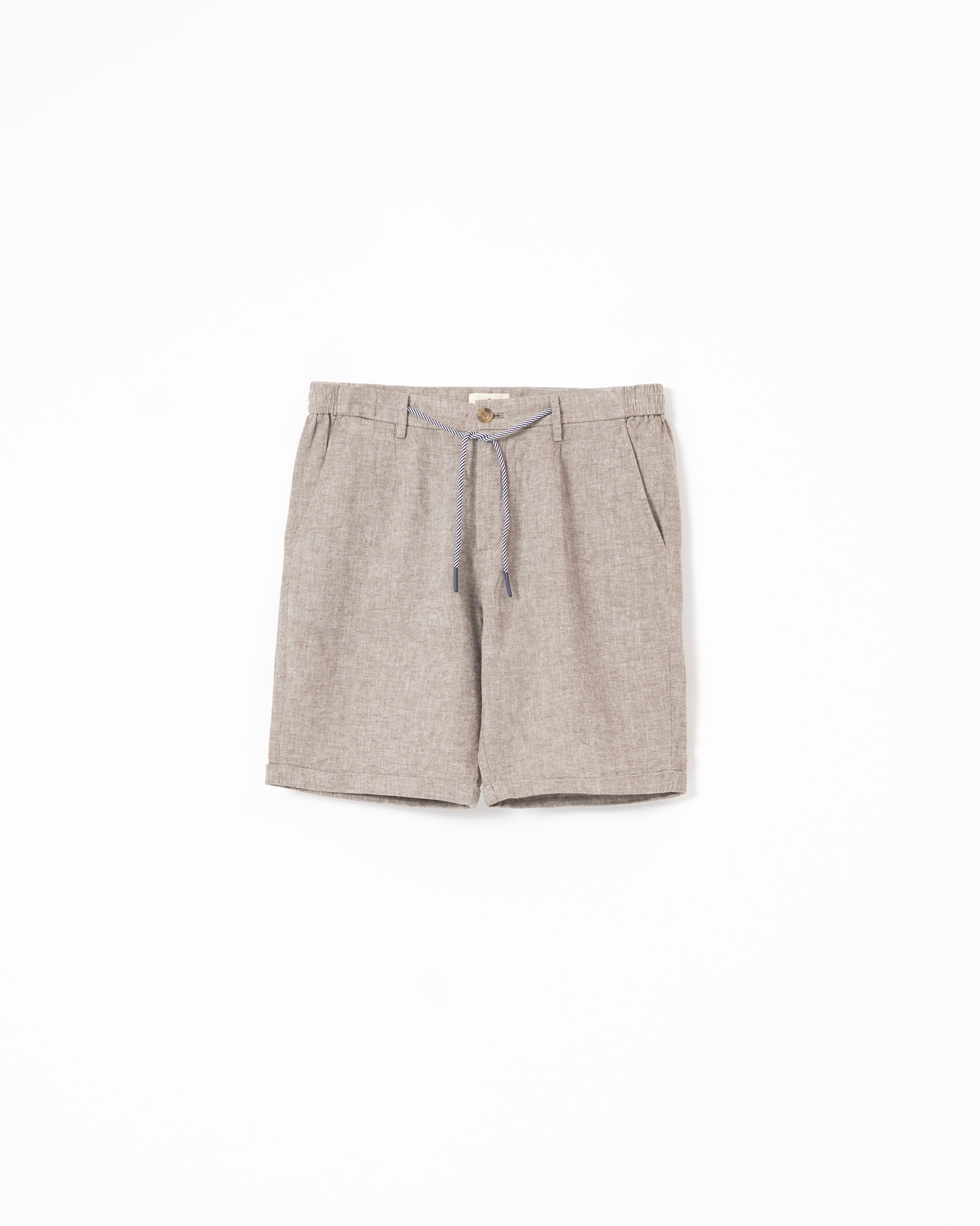 Bermuda Espiga em Linho Algodão Slim Fit Taupe-5