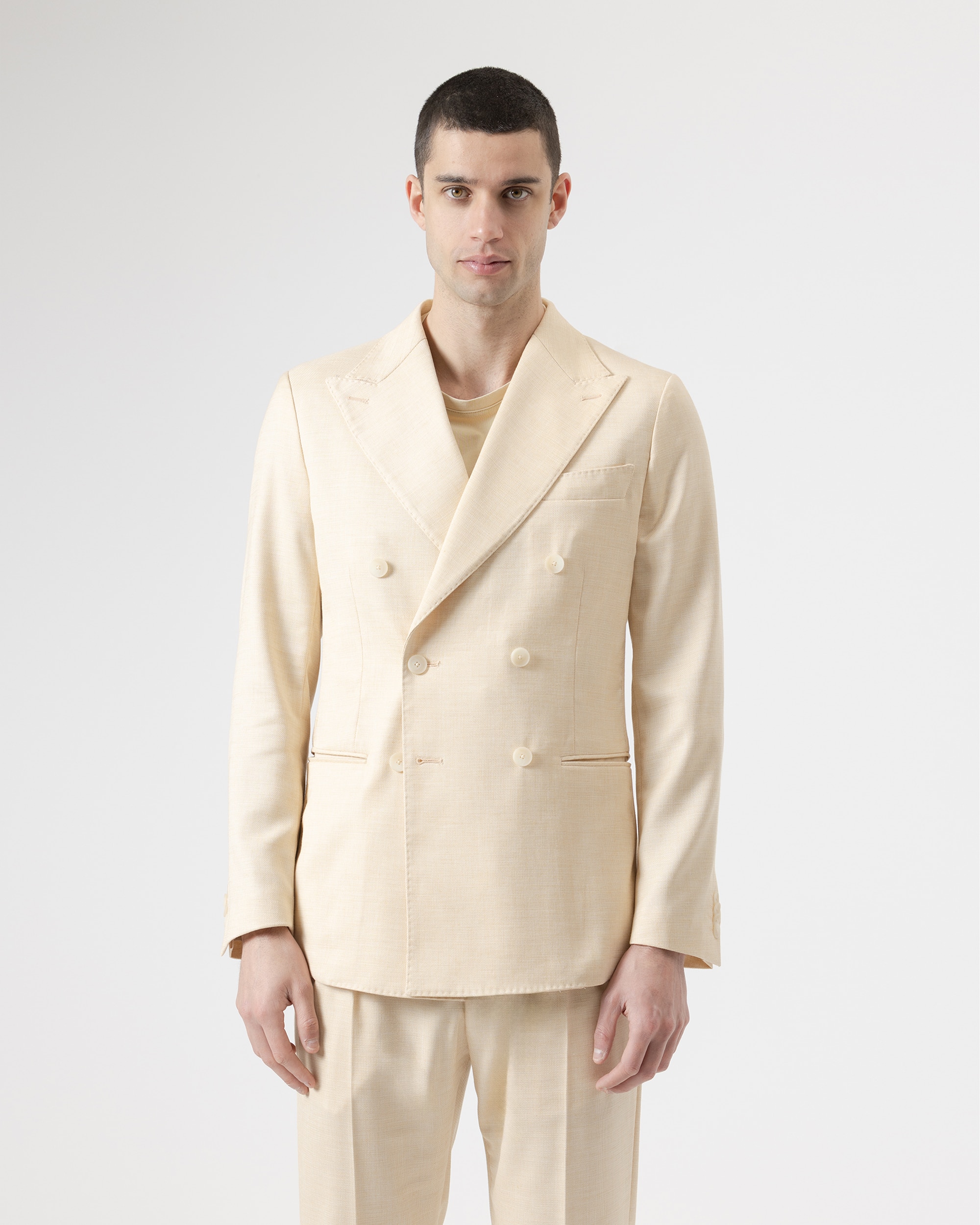 Imagem 0 de Blazer Cruzado Estrutura Slim Fit em Baunilha