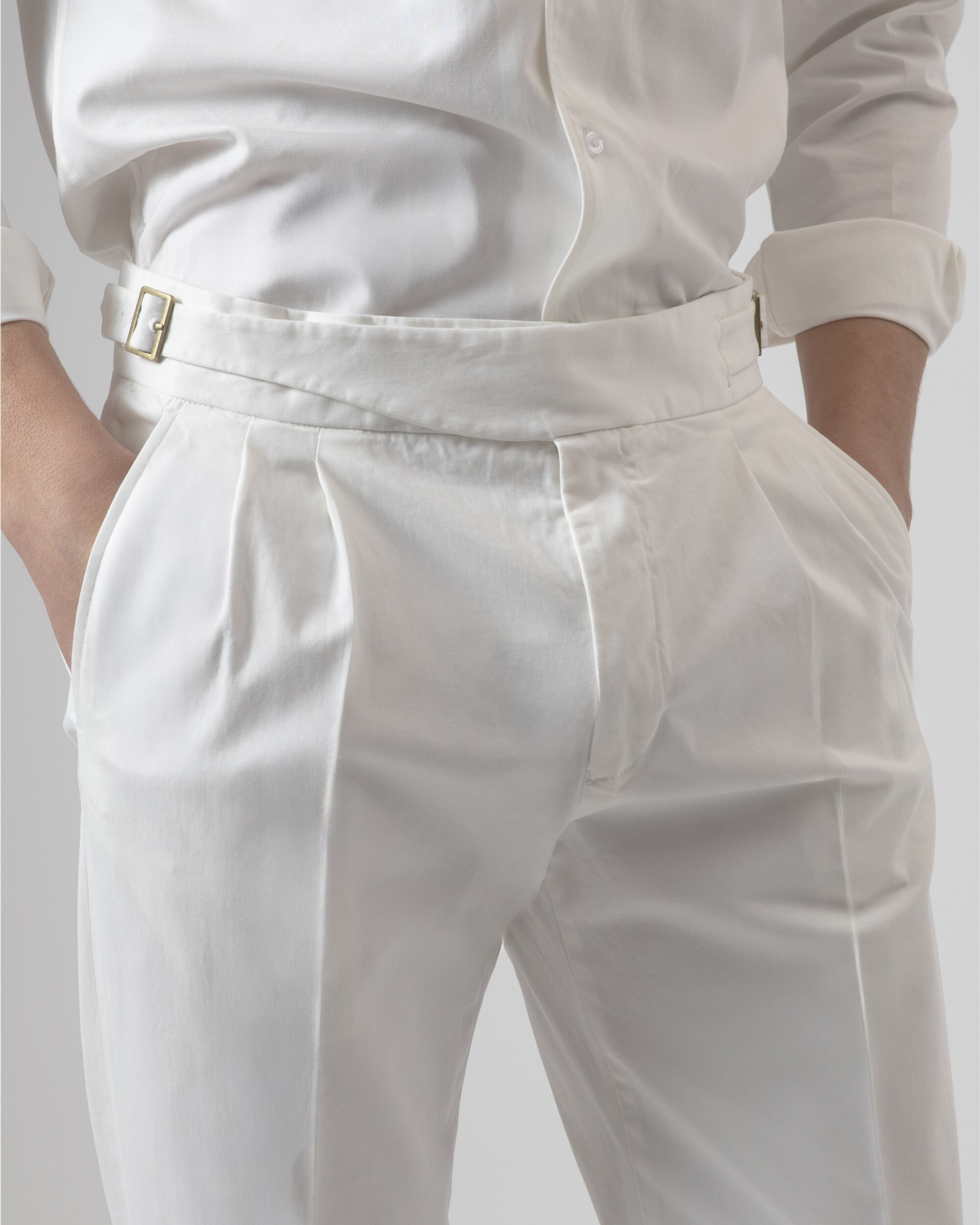 Calças Gurkha Algodão Slim Fit em Branco Branco-3