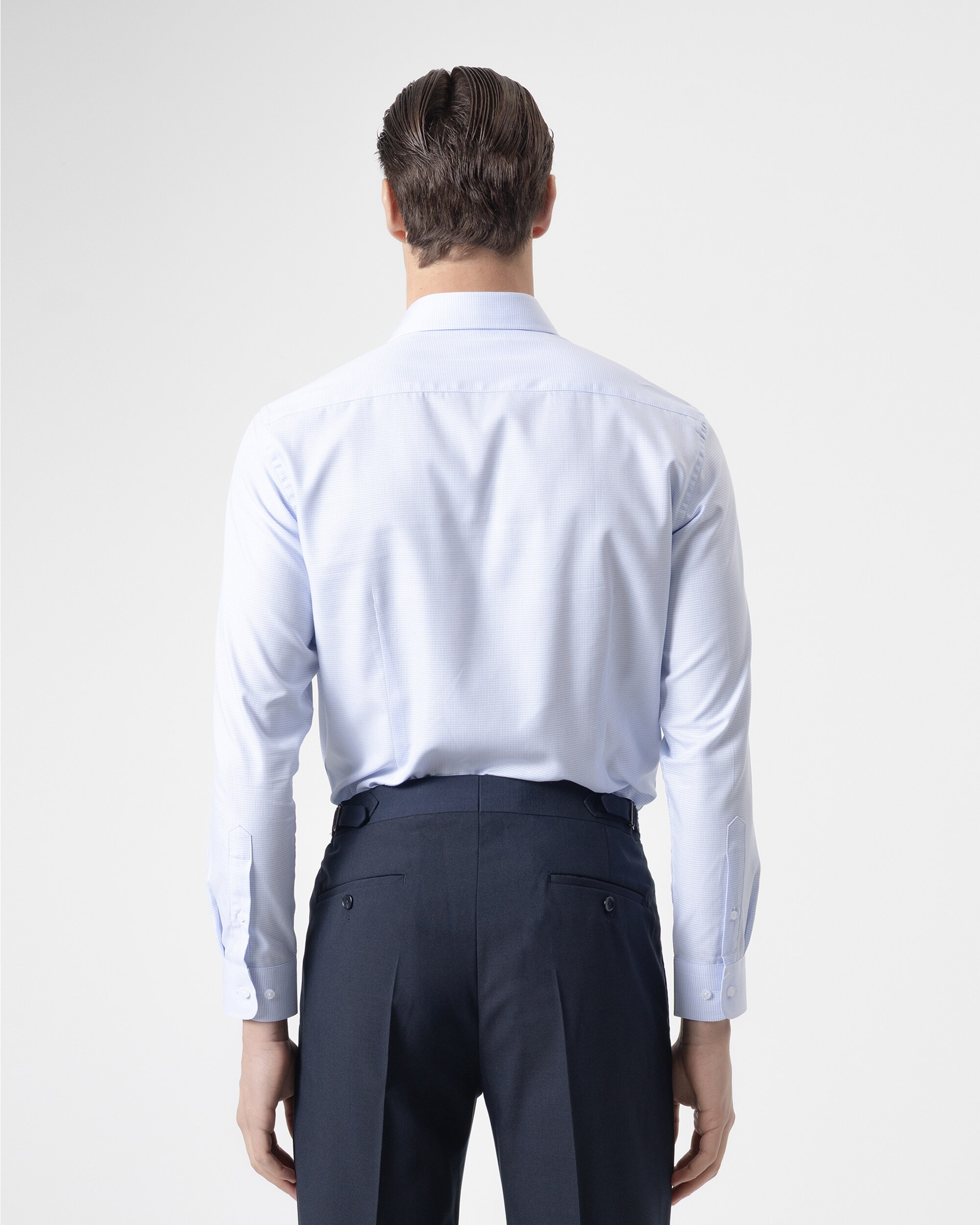 Camisa Formal Pied-de-poule Regular Fit em Azul Celeste Azul-celeste-4