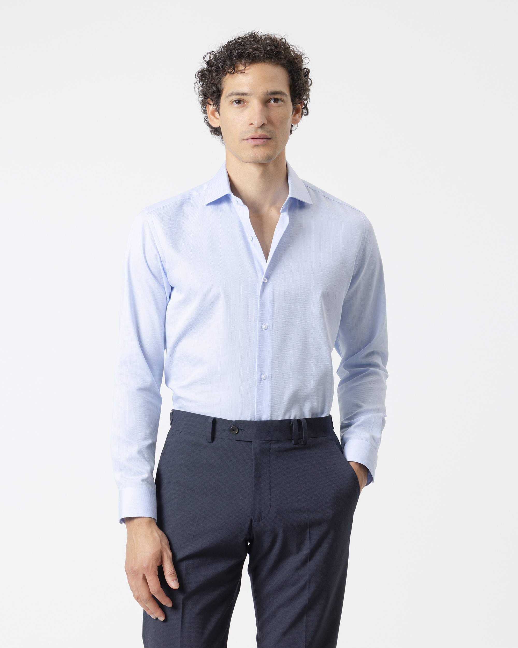 Imagem 0 de Camisa Formal Às Mil Riscas Regular Fit Azul Celeste