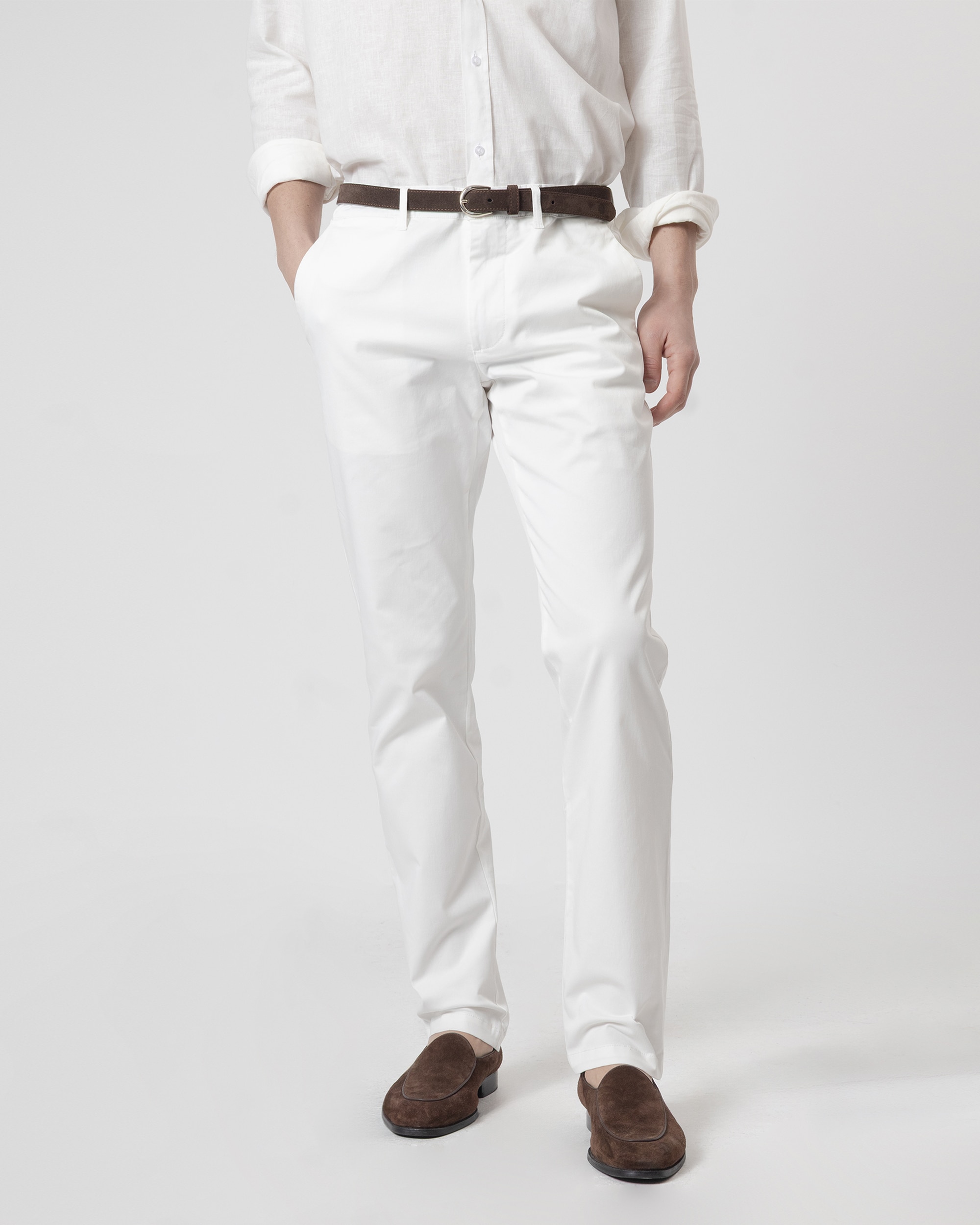 Calças Chino Algodão Slim Fit Branco-marfim-2