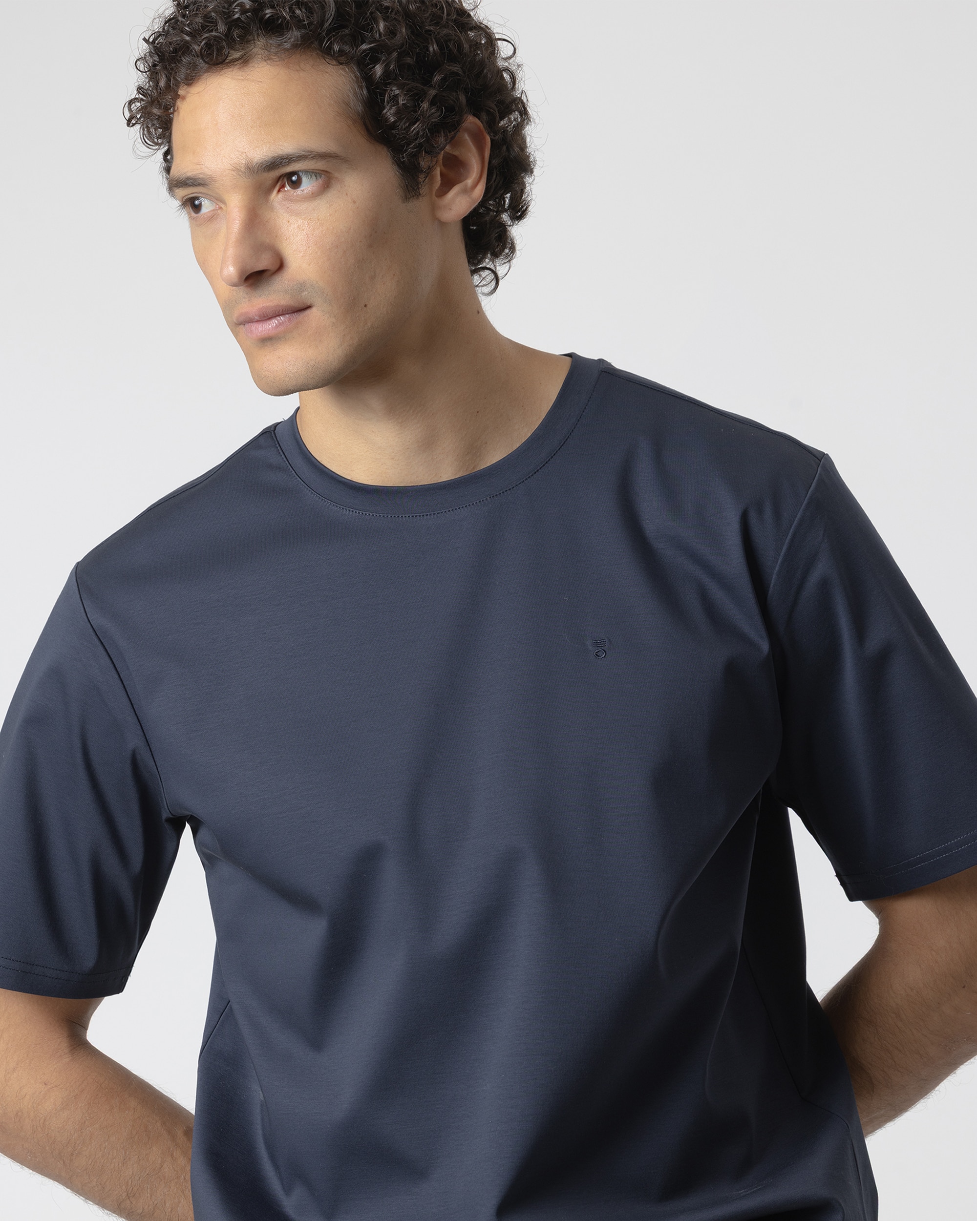 T-shirt Lisa Oversize em Algodão de Manga Curta Azul-marinho-3