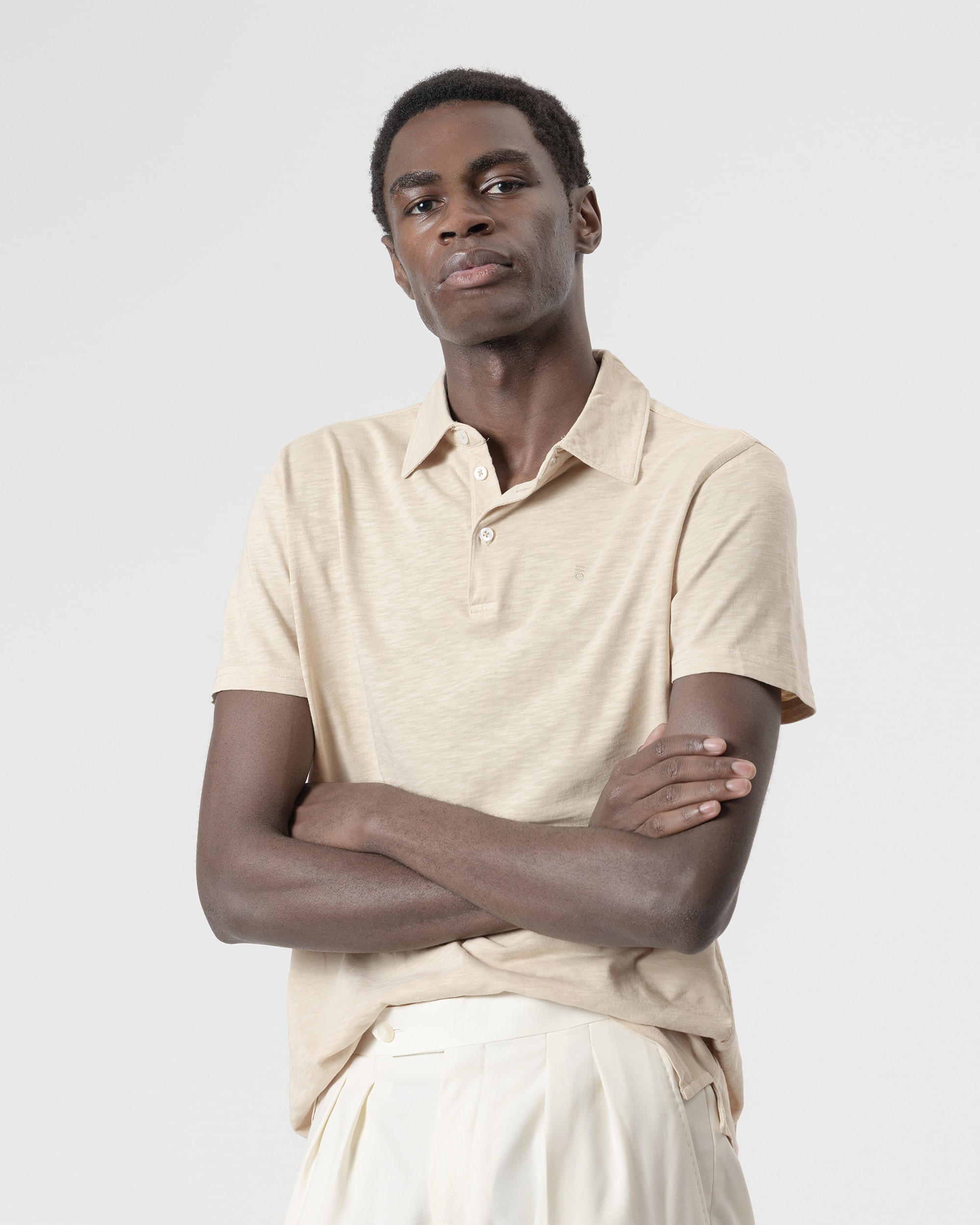 Polo Liso Algodão Slim Fit Bege-2