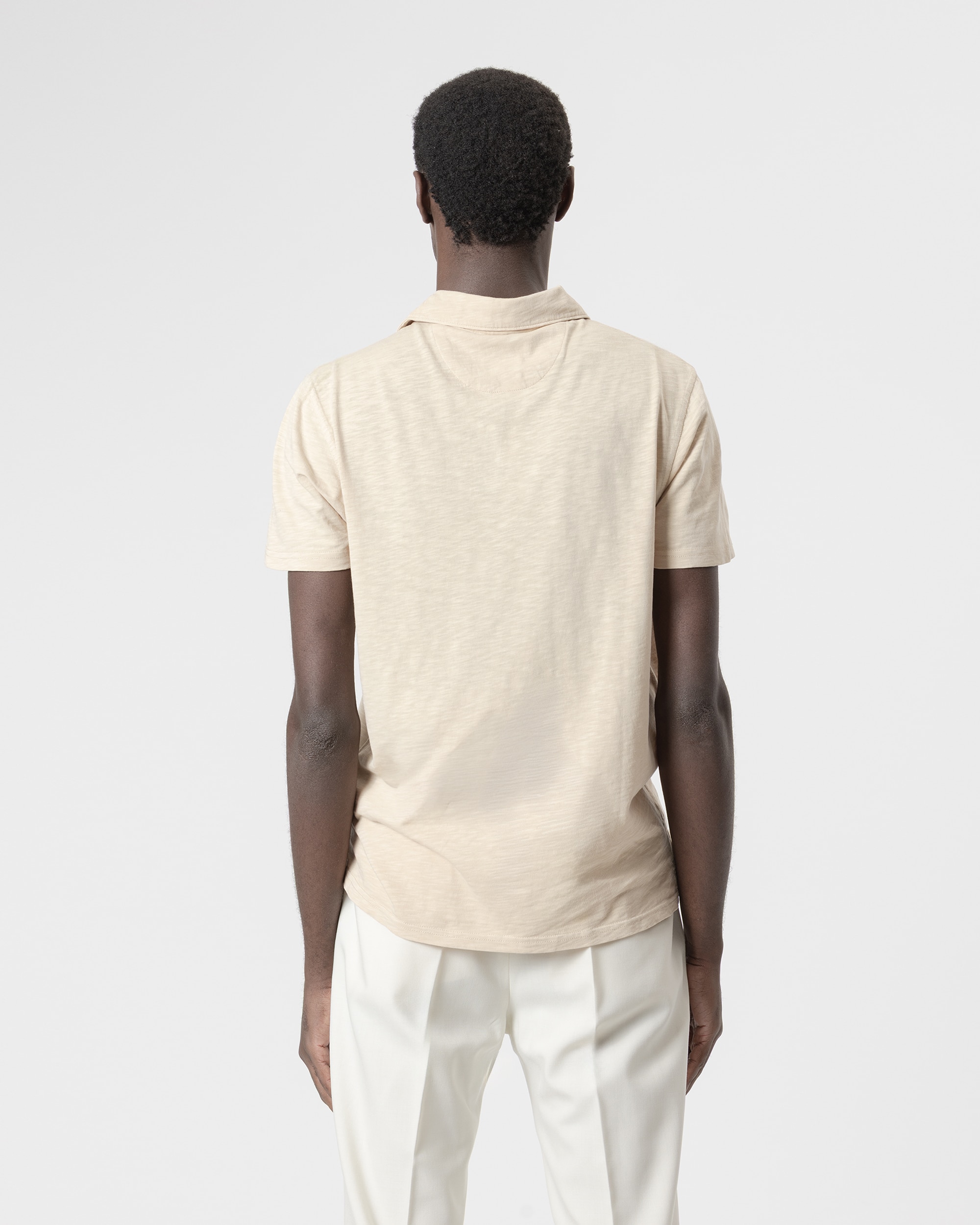 Polo Liso Algodão Slim Fit Bege-4
