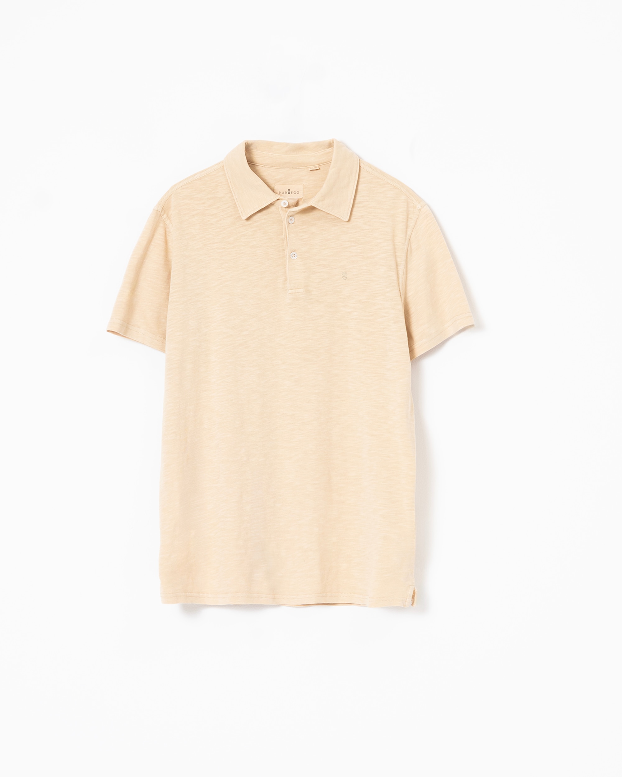 Polo Liso Algodão Slim Fit Bege-5