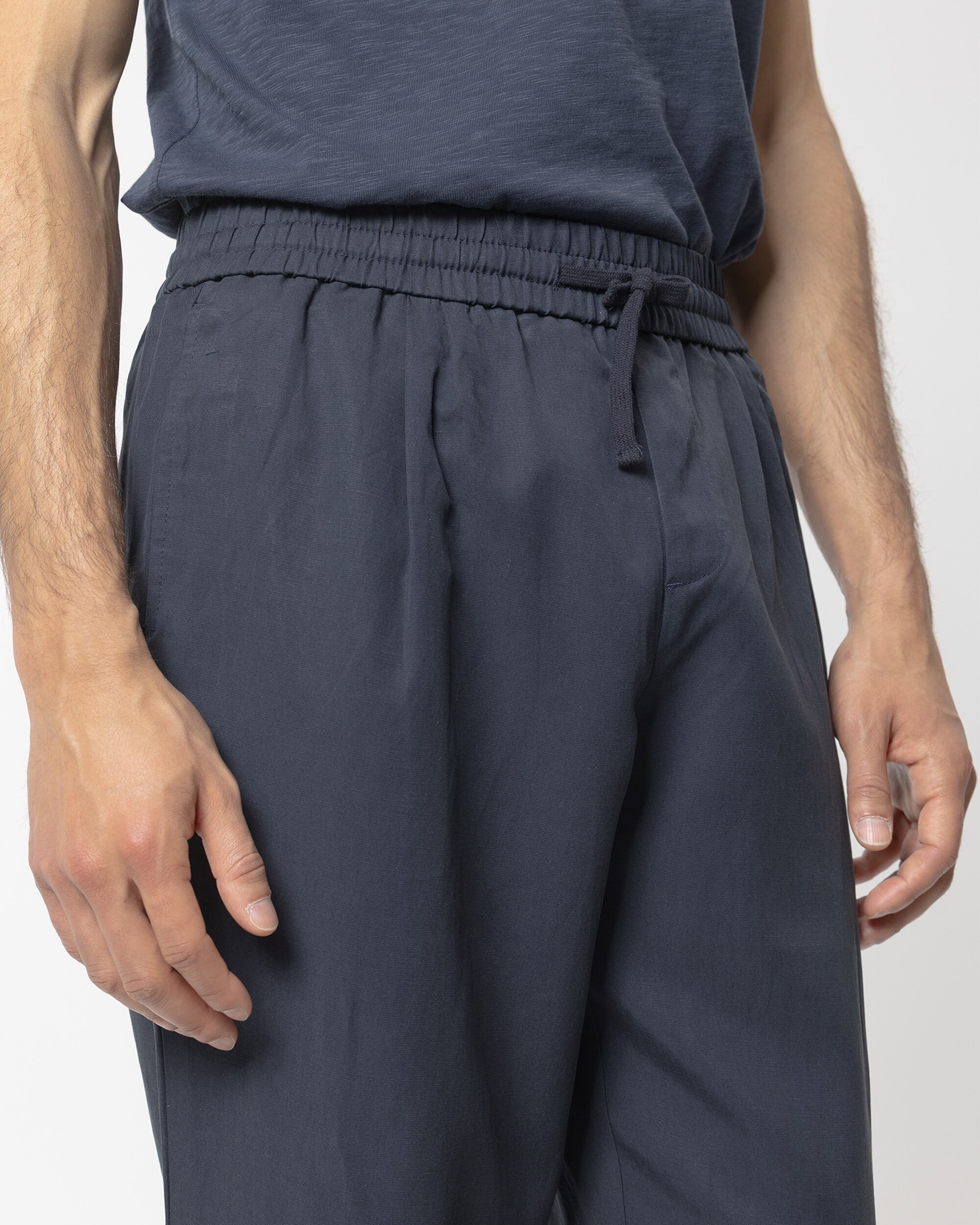 Calças Relaxed Fit com Cintura Elástica Azul-marinho-3