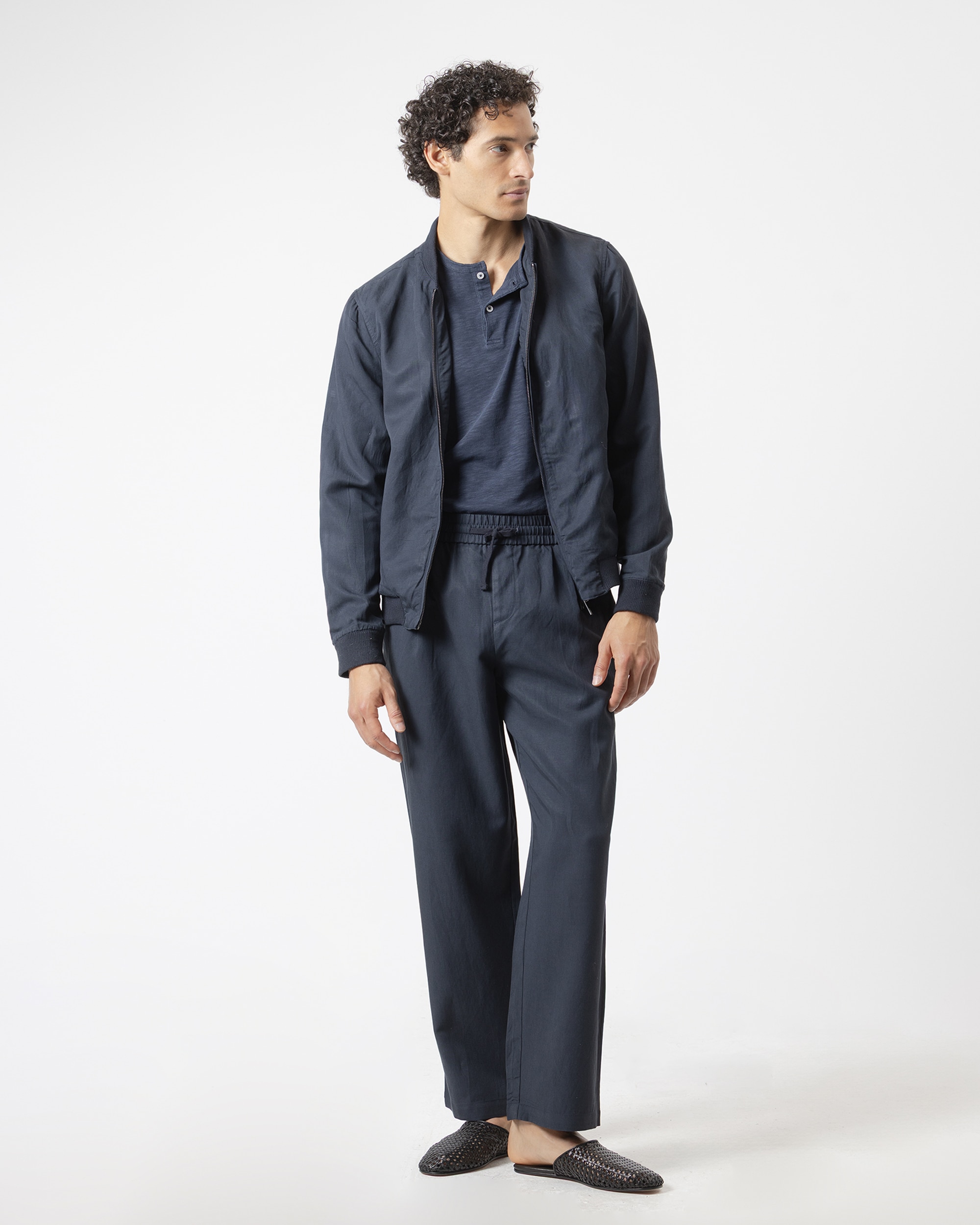 Calças Relaxed Fit com Cintura Elástica Azul-marinho-4