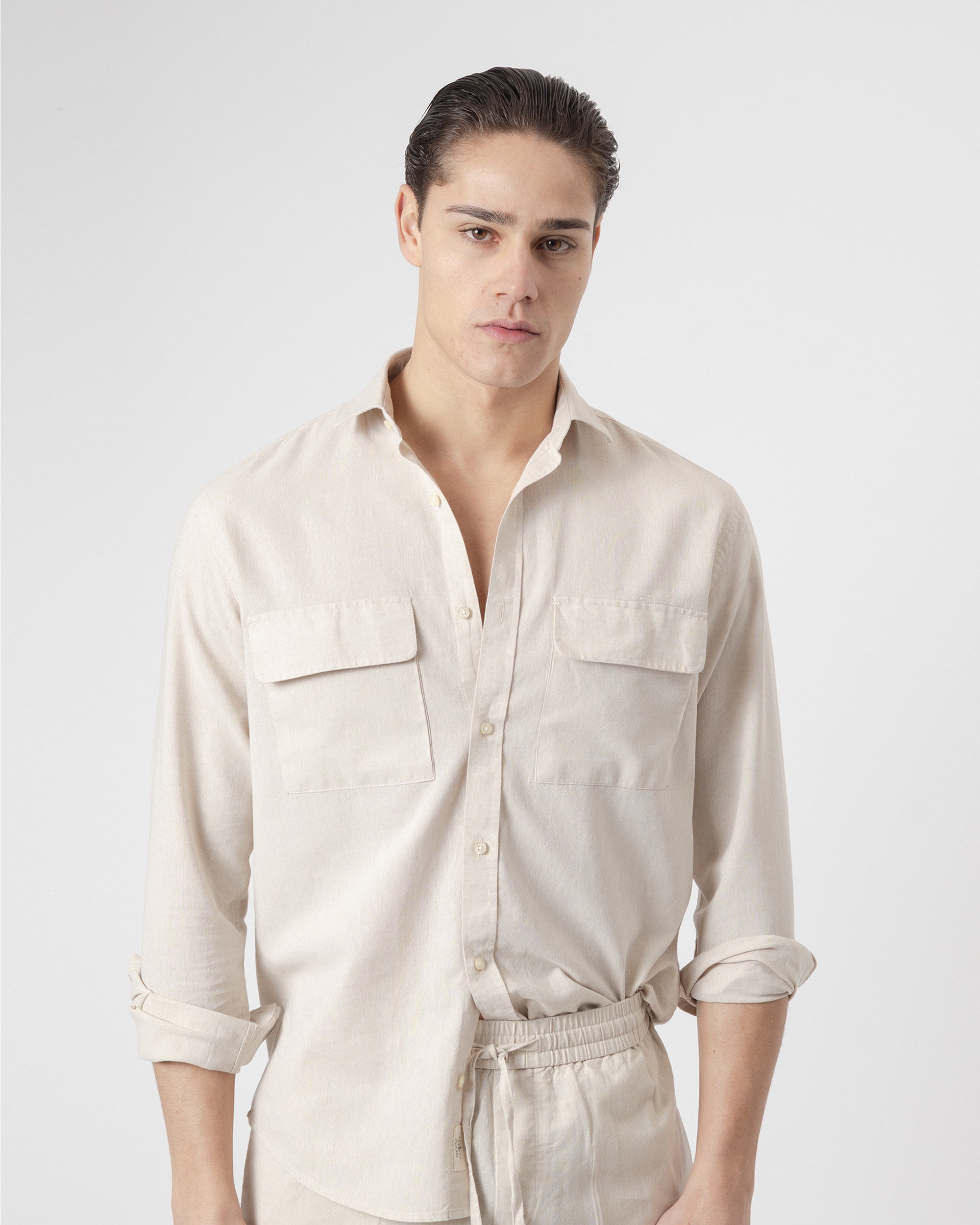Camisa Set em Castanho-claro Castanho-claro-2