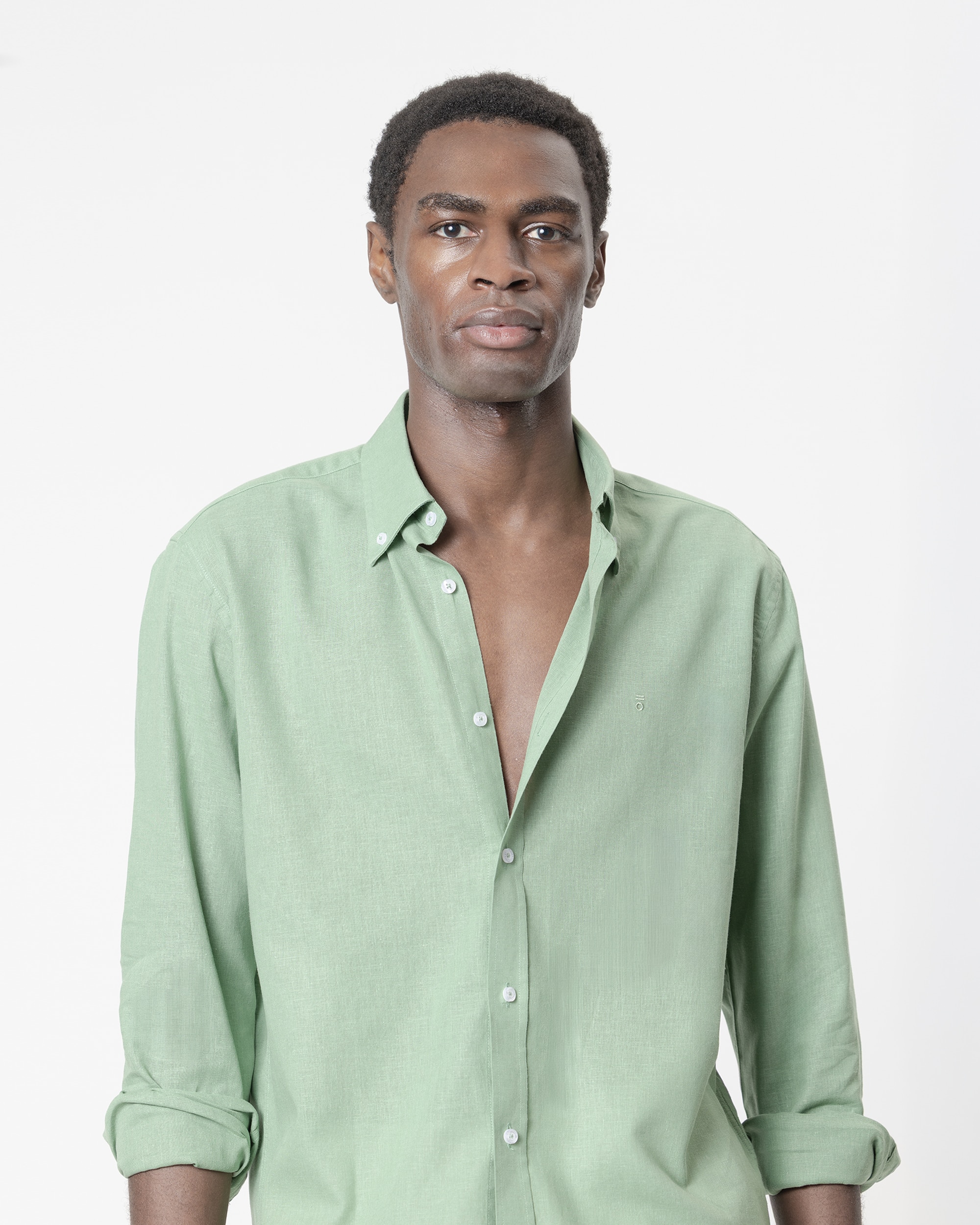Camisa de Linho Algodão Verde-2