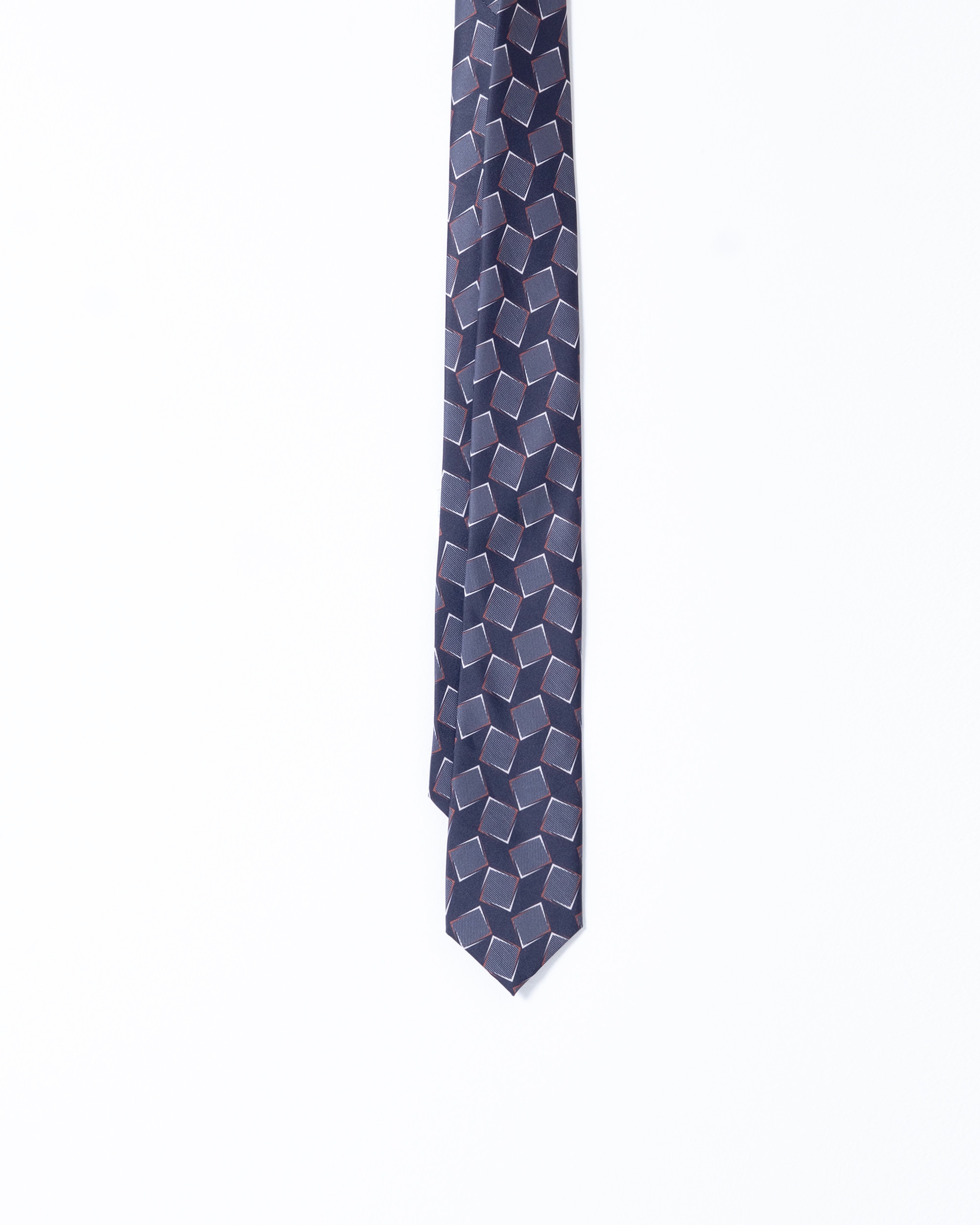 Gravata com Estampado Geométrico Losangos Azul Royal-1