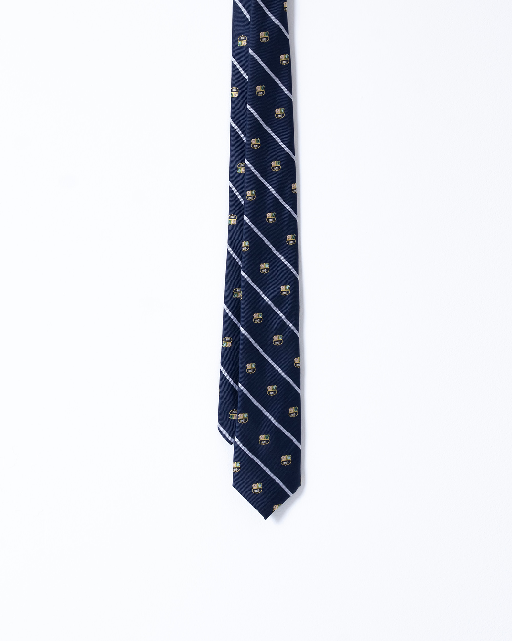 Gravata Às Riscas Regimental com Escudos Azul Noite Azul-escuro-1