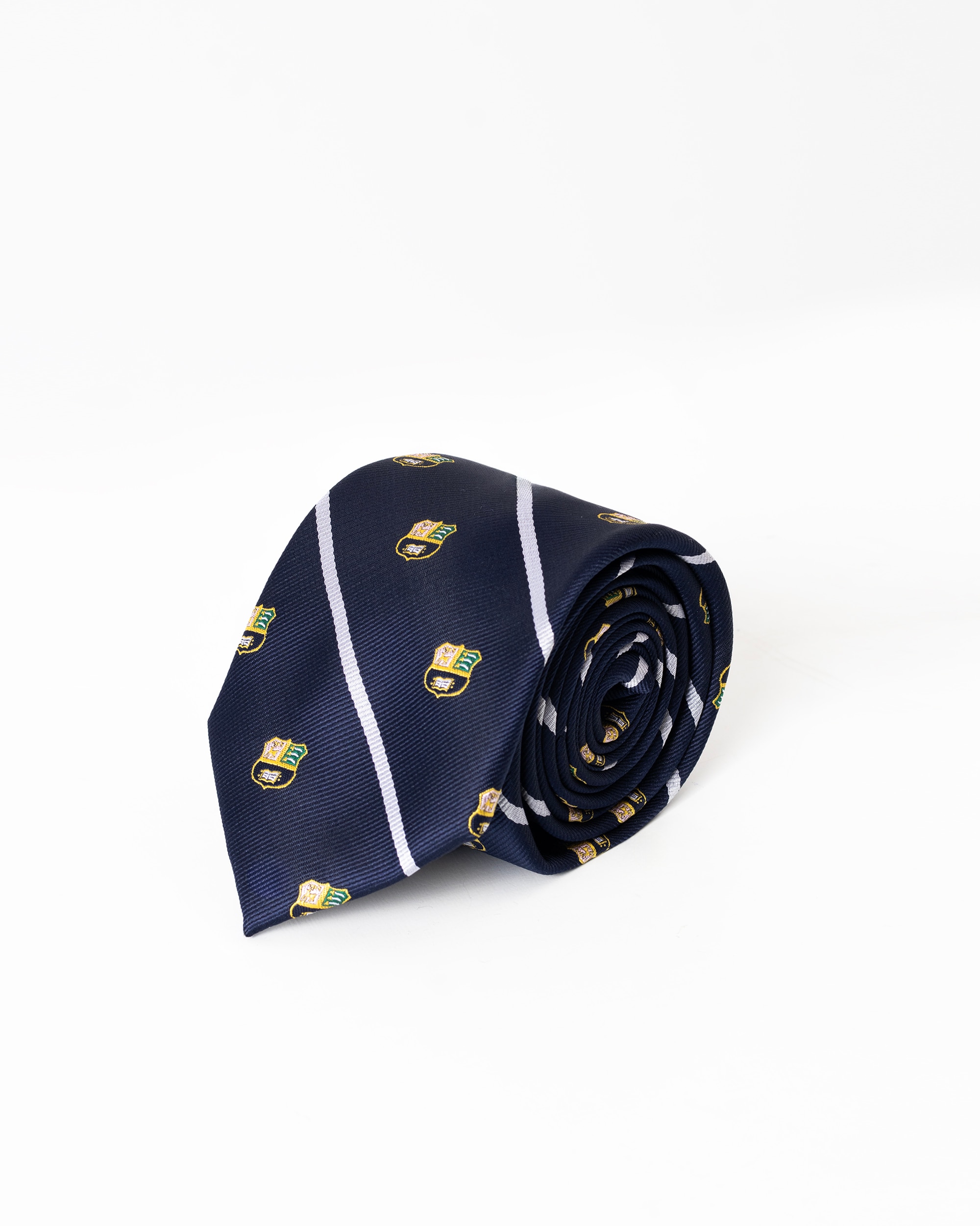 Gravata Às Riscas Regimental com Escudos Azul Noite Azul-escuro-2