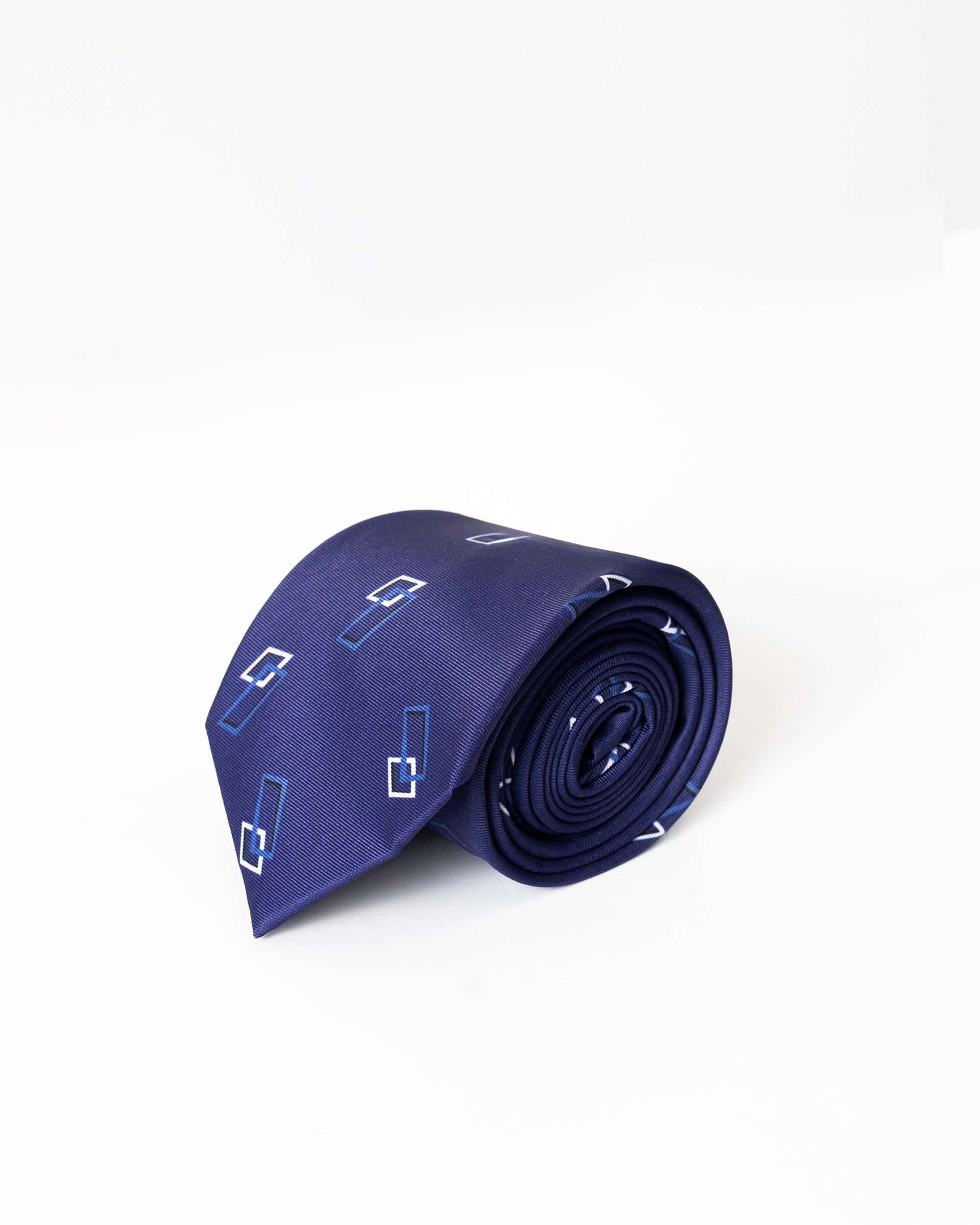 Gravata com Estampado Geométrico Losangos em Azul Tinta Azul-elétrico-2