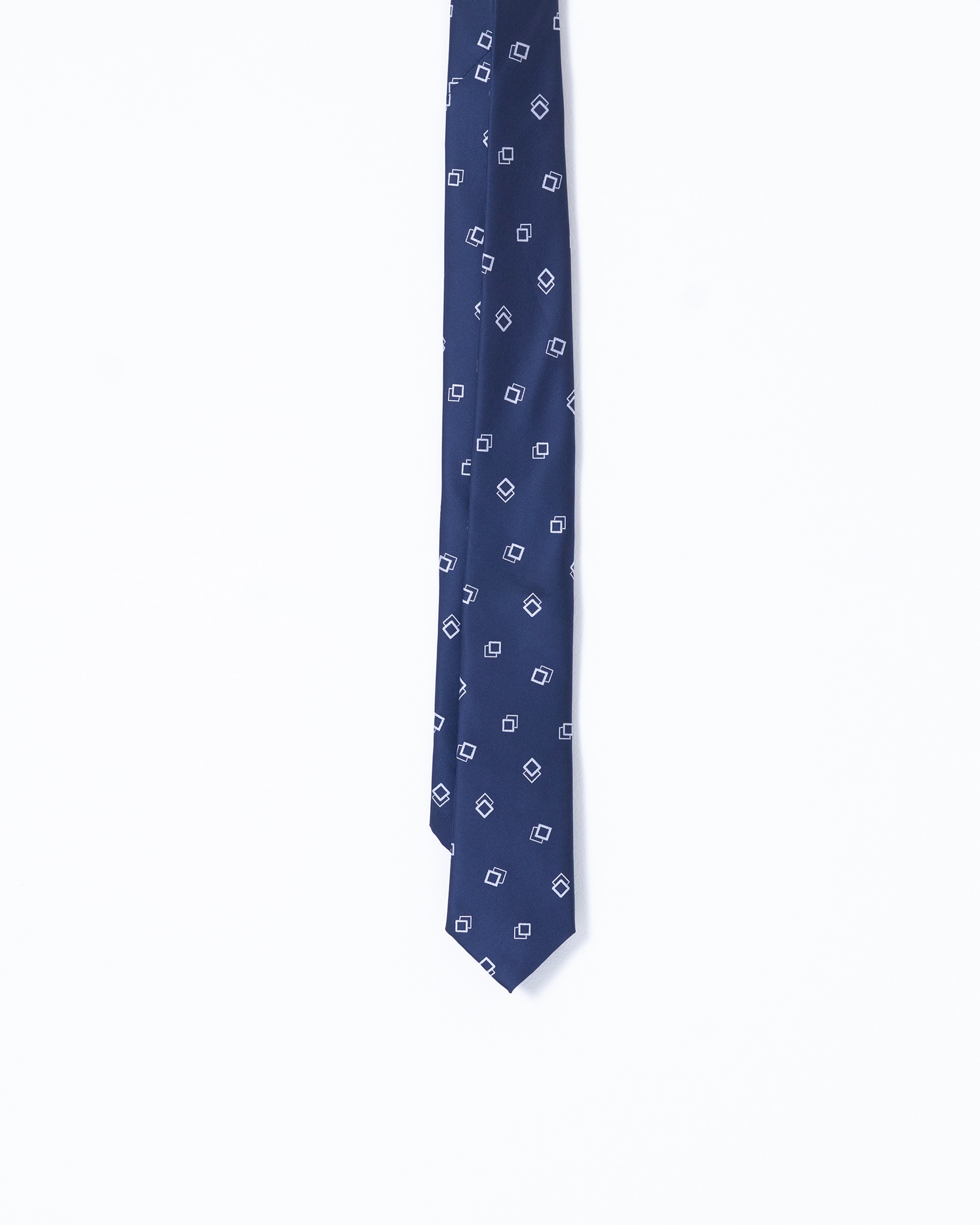 Gravata com Estampado Geométrico Aos Quadrados Azul-marinho Azul-marinho-1