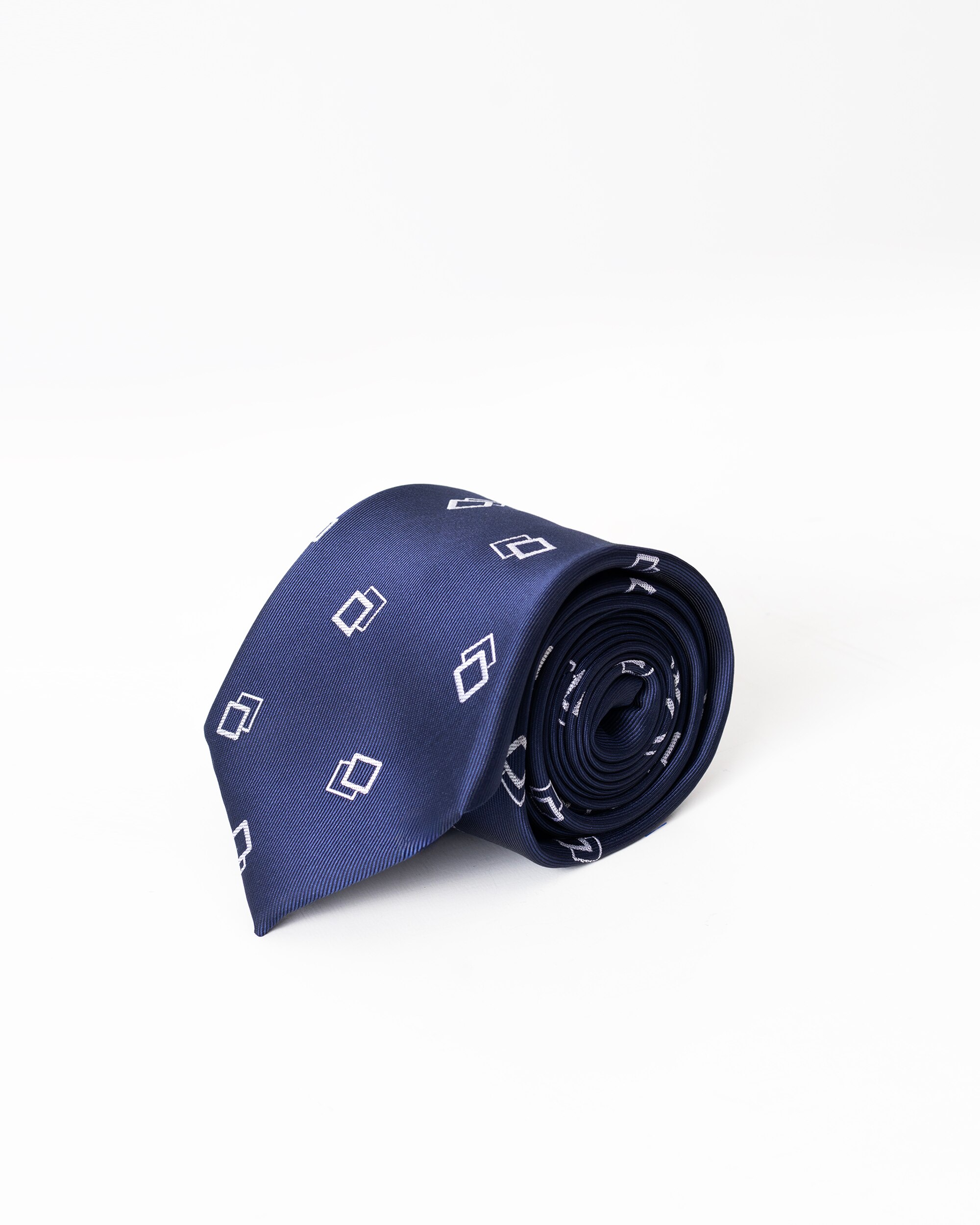 Gravata com Estampado Geométrico Aos Quadrados Azul-marinho Azul-marinho-2