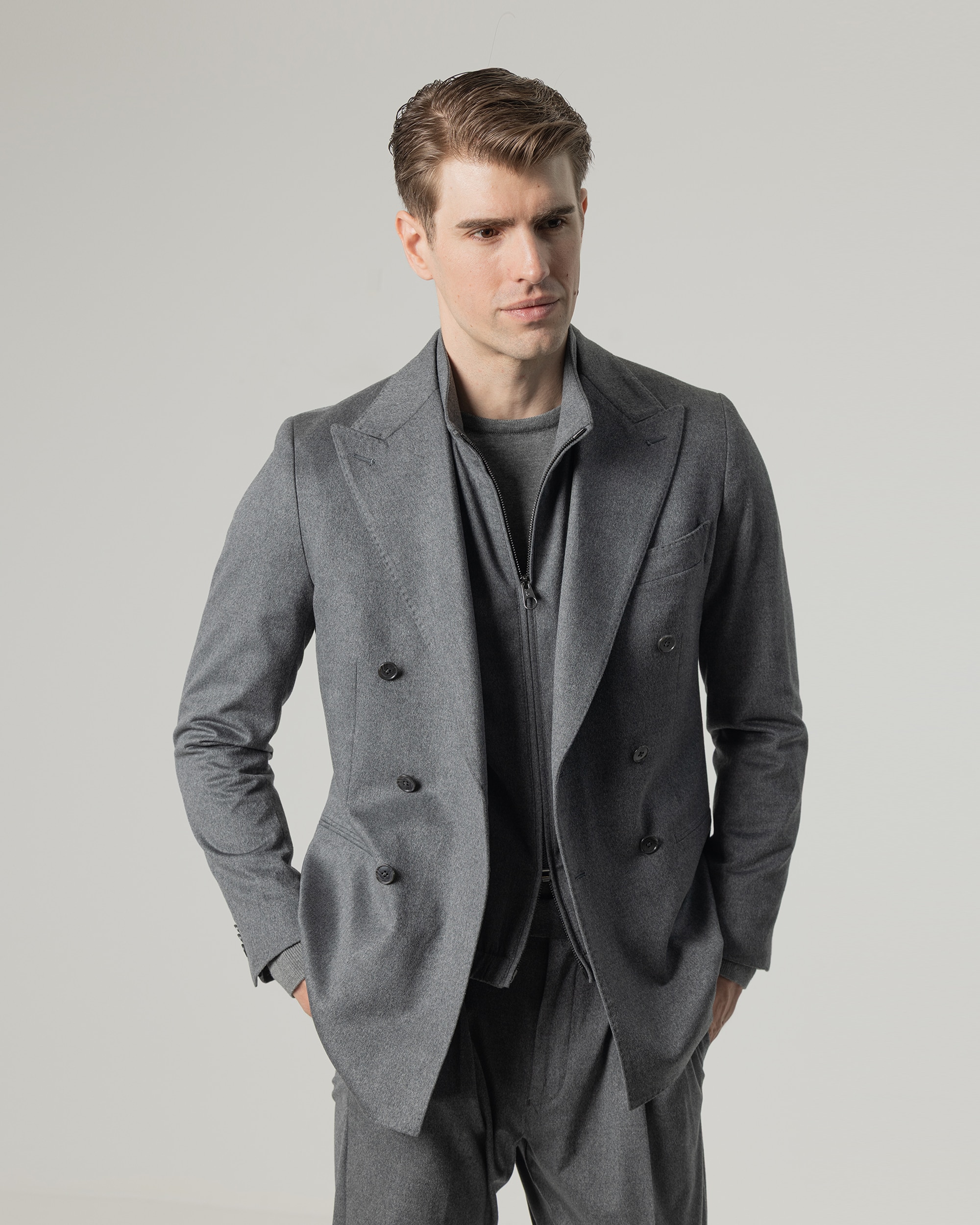 Blazer Cruzado Slim Fit Cinzento-2