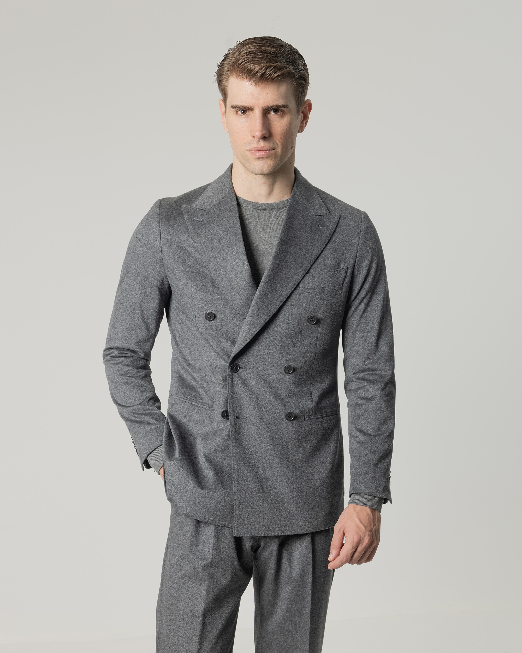 Blazer Cruzado Slim Fit Cinzento-4