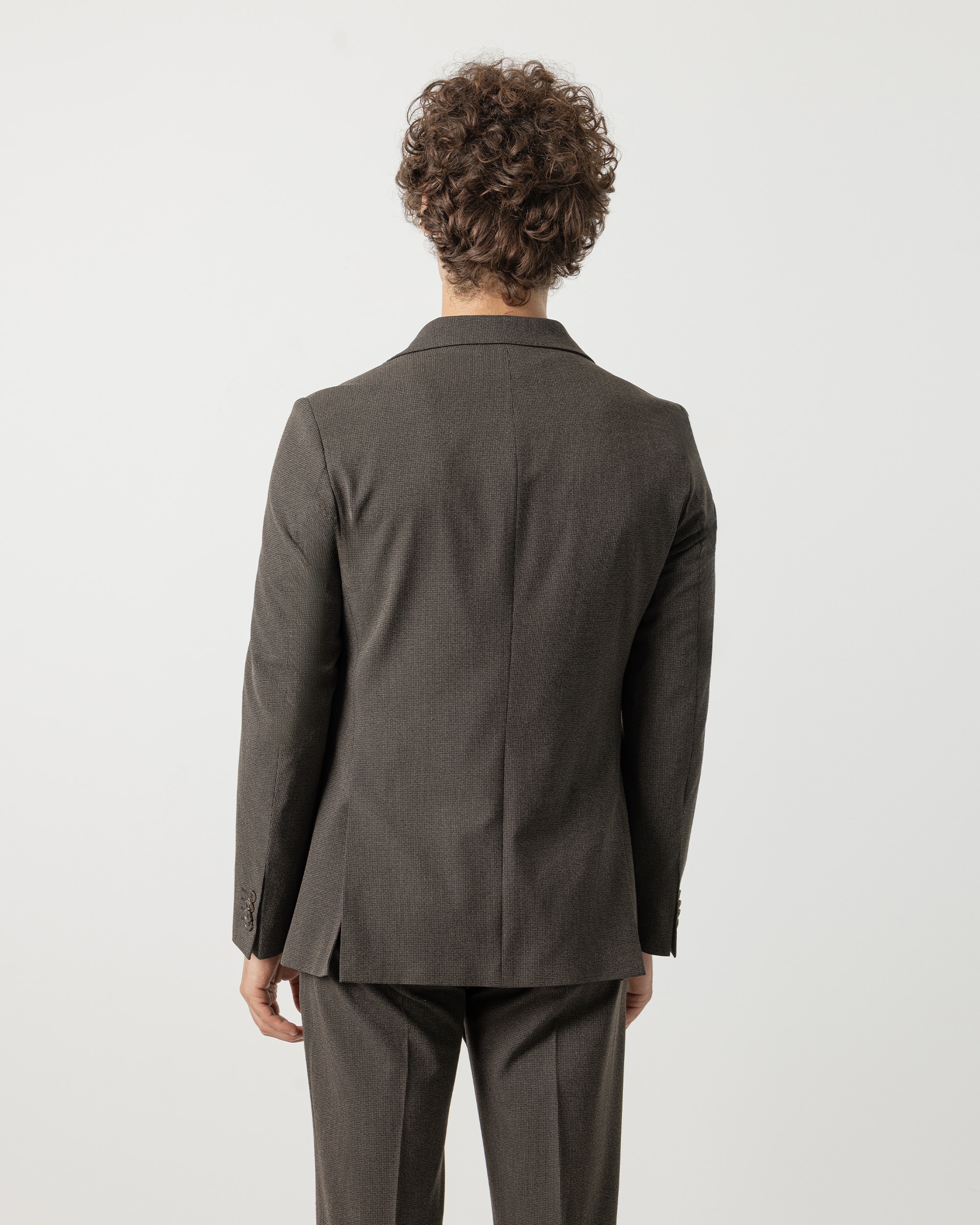 Blazer Pied-de-poule Slim Fit Castanho-escuro-4