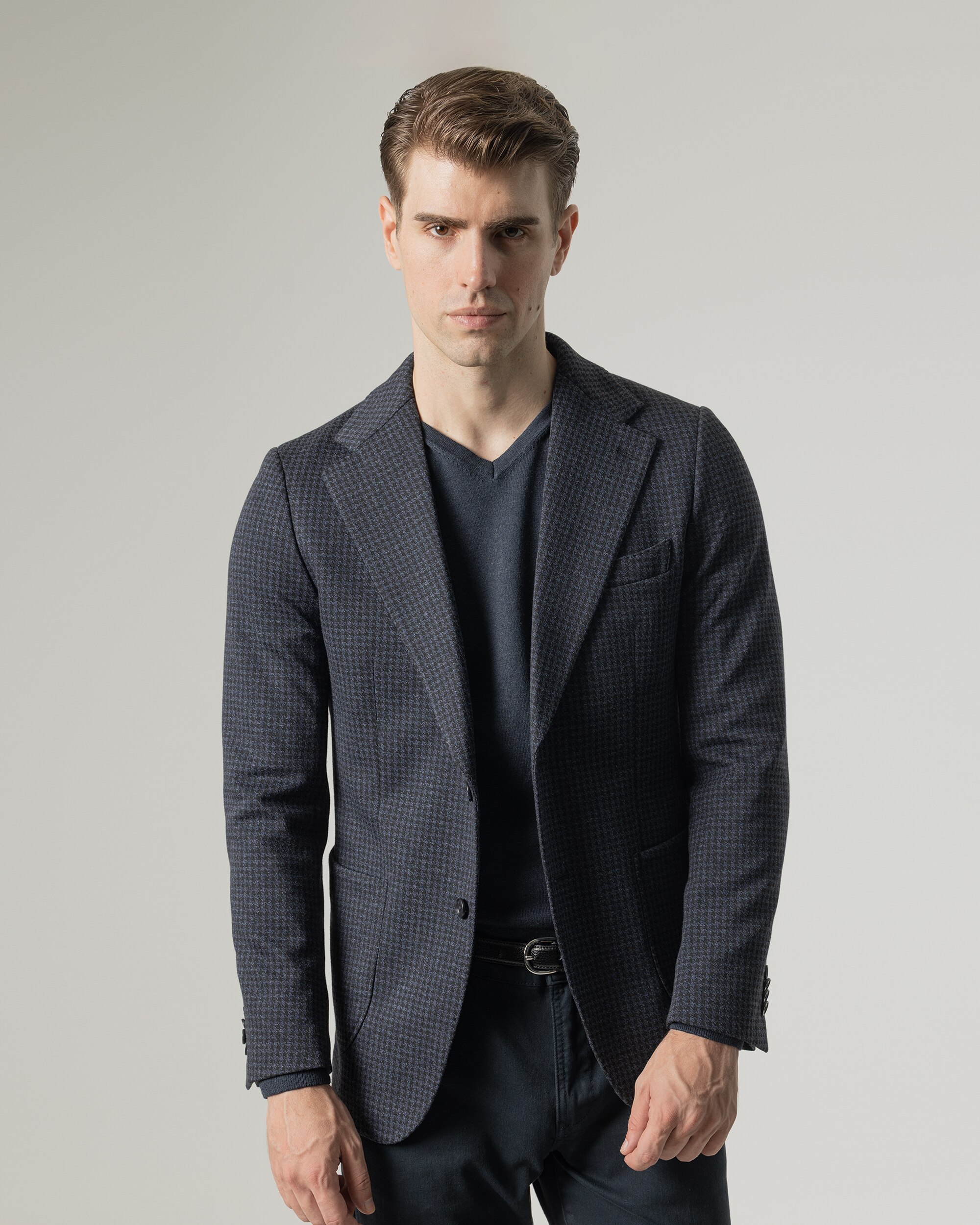 Blazer Pied-de-poule Slim Fit Azul-marinho-2