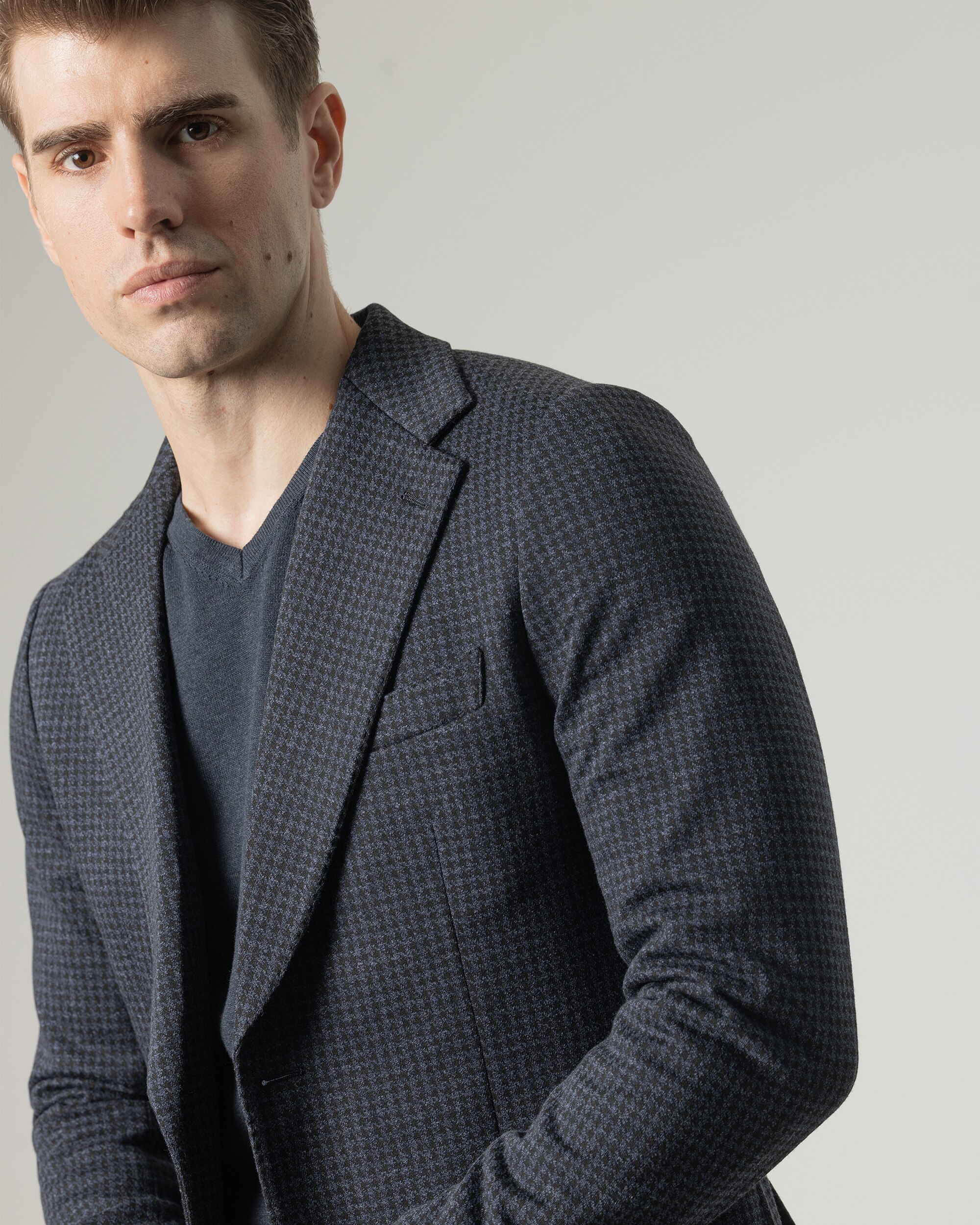 Blazer Pied-de-poule Slim Fit Azul-marinho-3