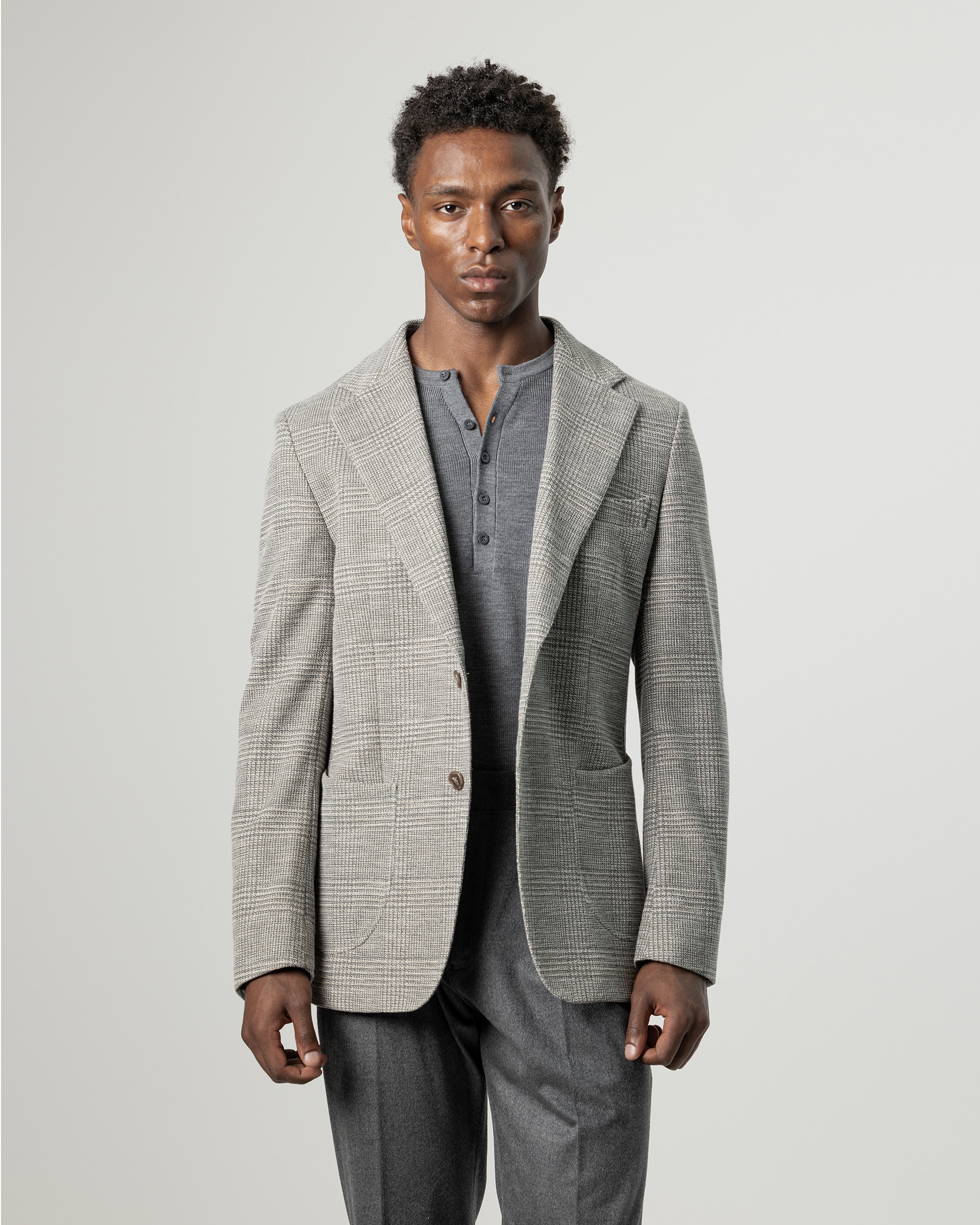 Blazer Príncipe de Gales Slim Fit Cinzento-1