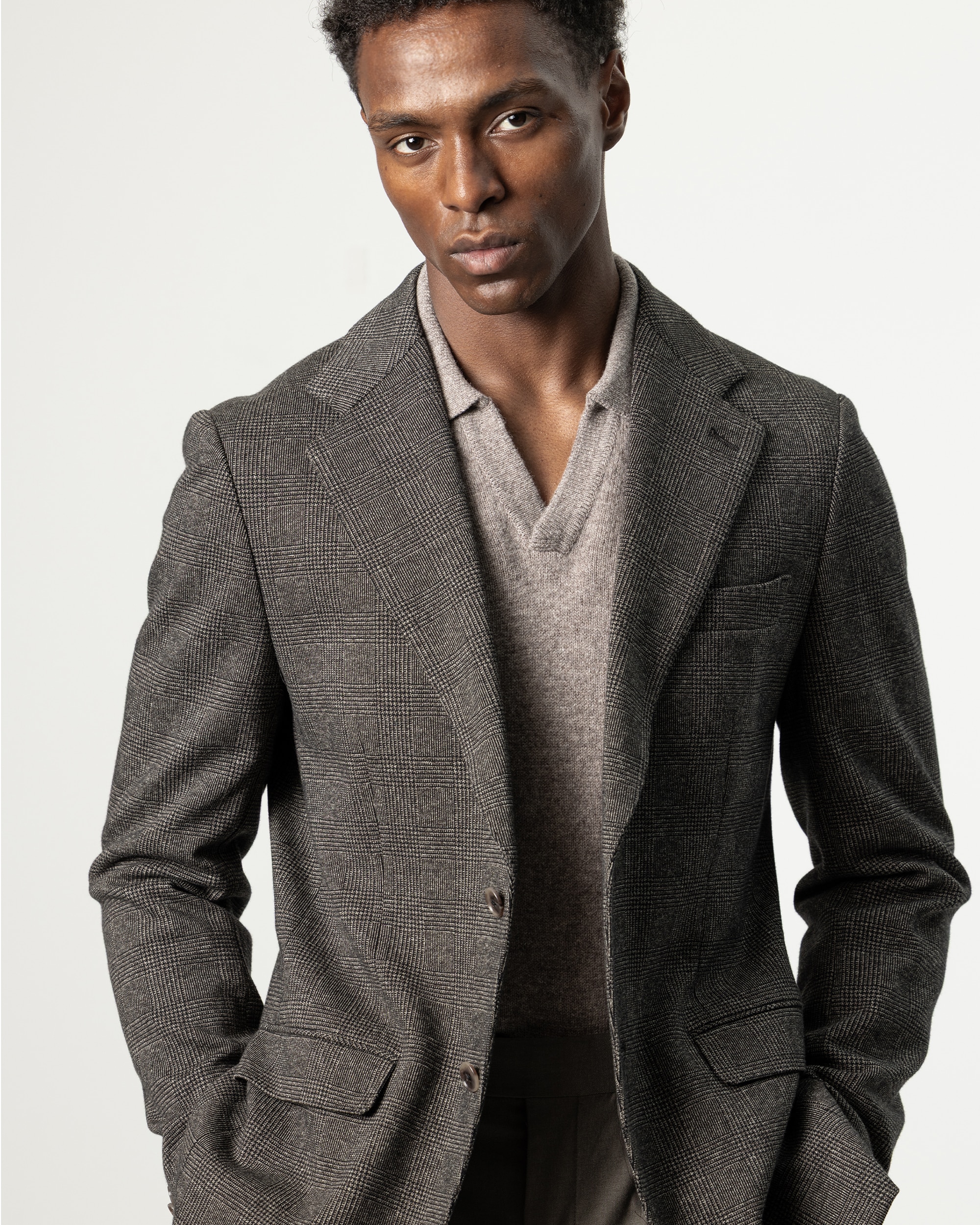 Blazer Aos Quadrados Gales Slim Fit Castanho-escuro-2