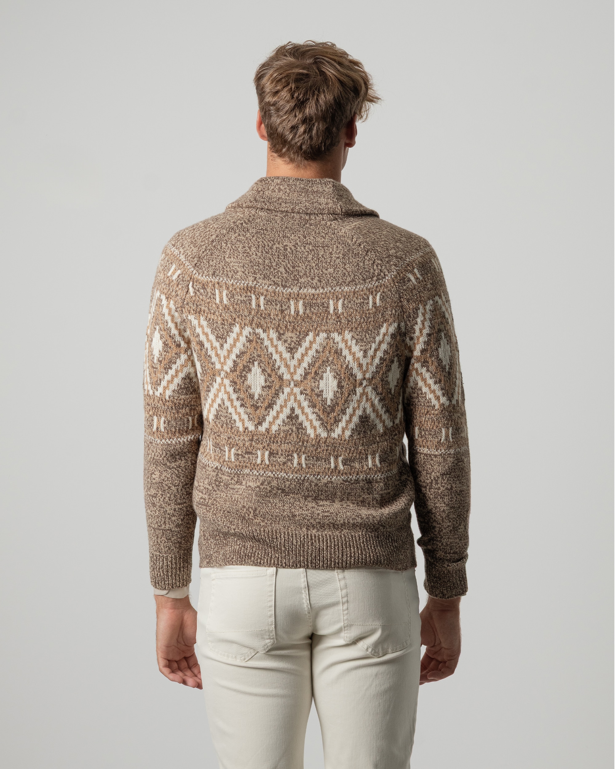 Cardigan Jacquard Castanho-claro-4