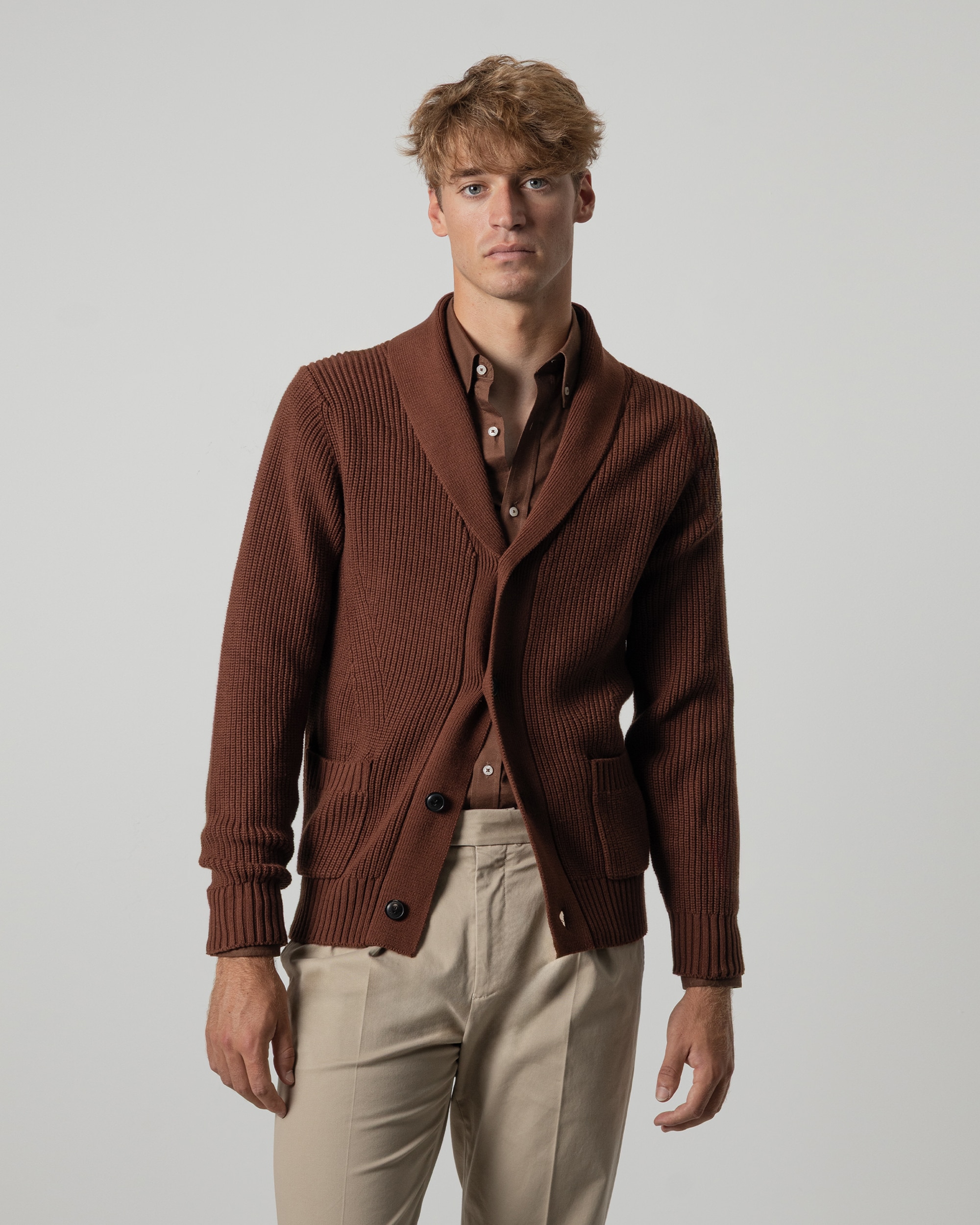 Imagem 0 de Cardigan Canelado com Gola Xaile