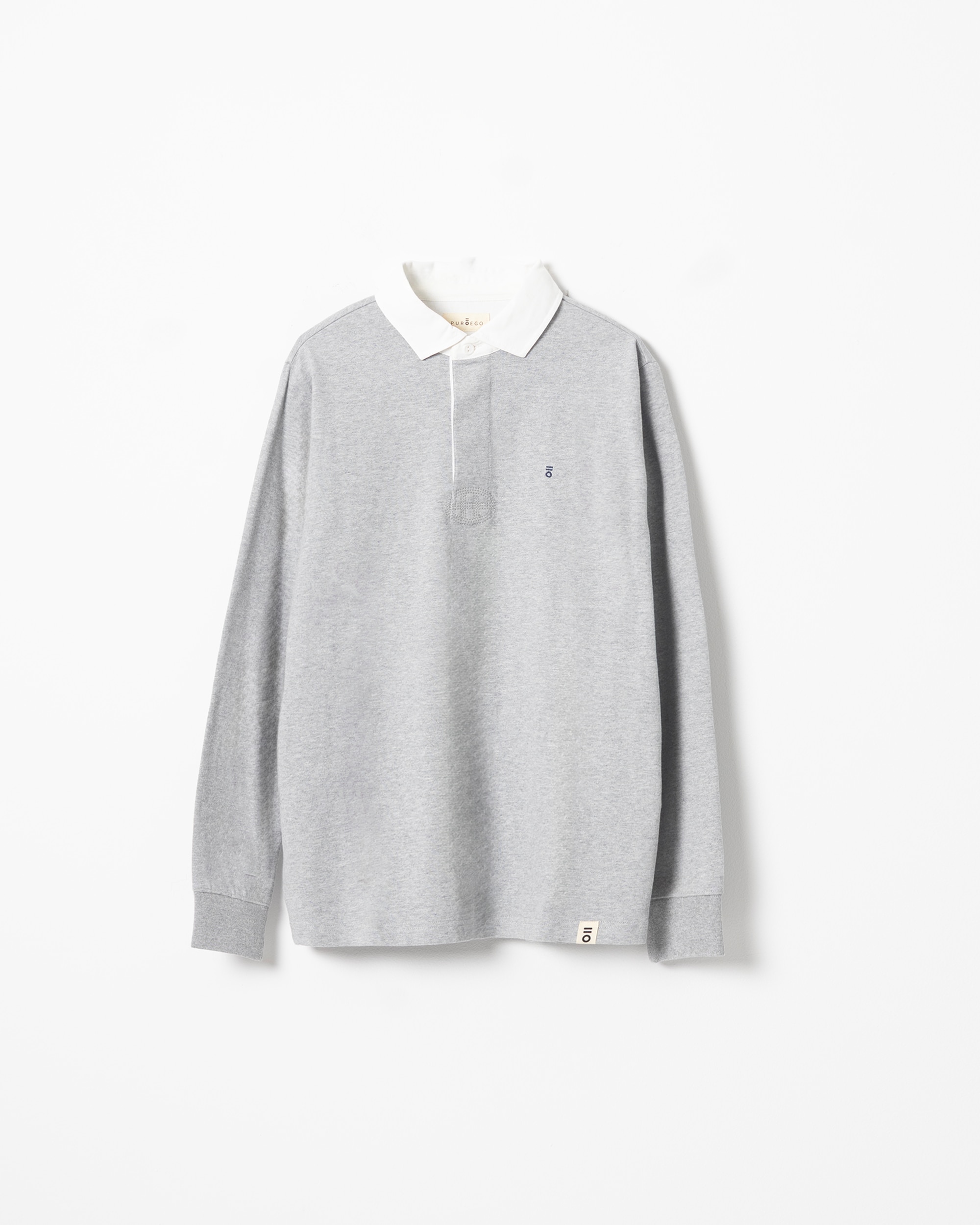 Polo Liso de Manga Comprida com Gola em Contraste Cinzento-claro-5