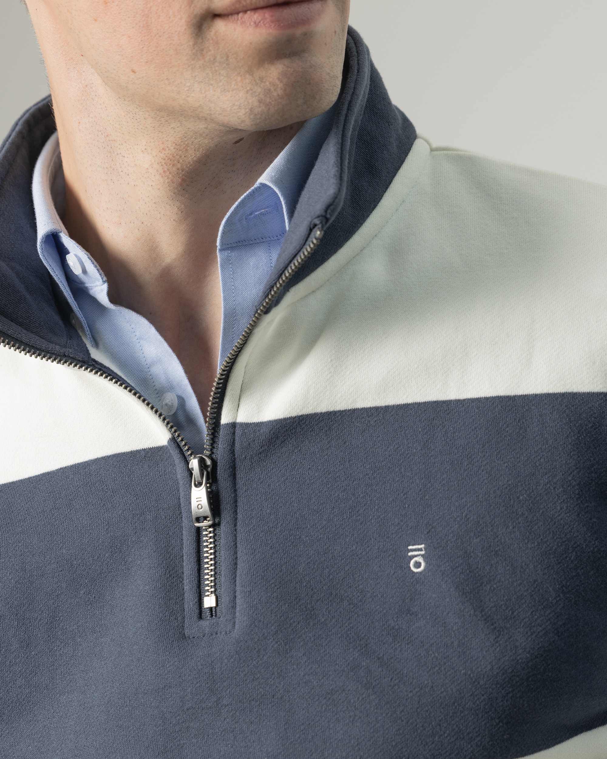 Sweatshirt Franjas Gola Fecho Zip Azul-marinho-3