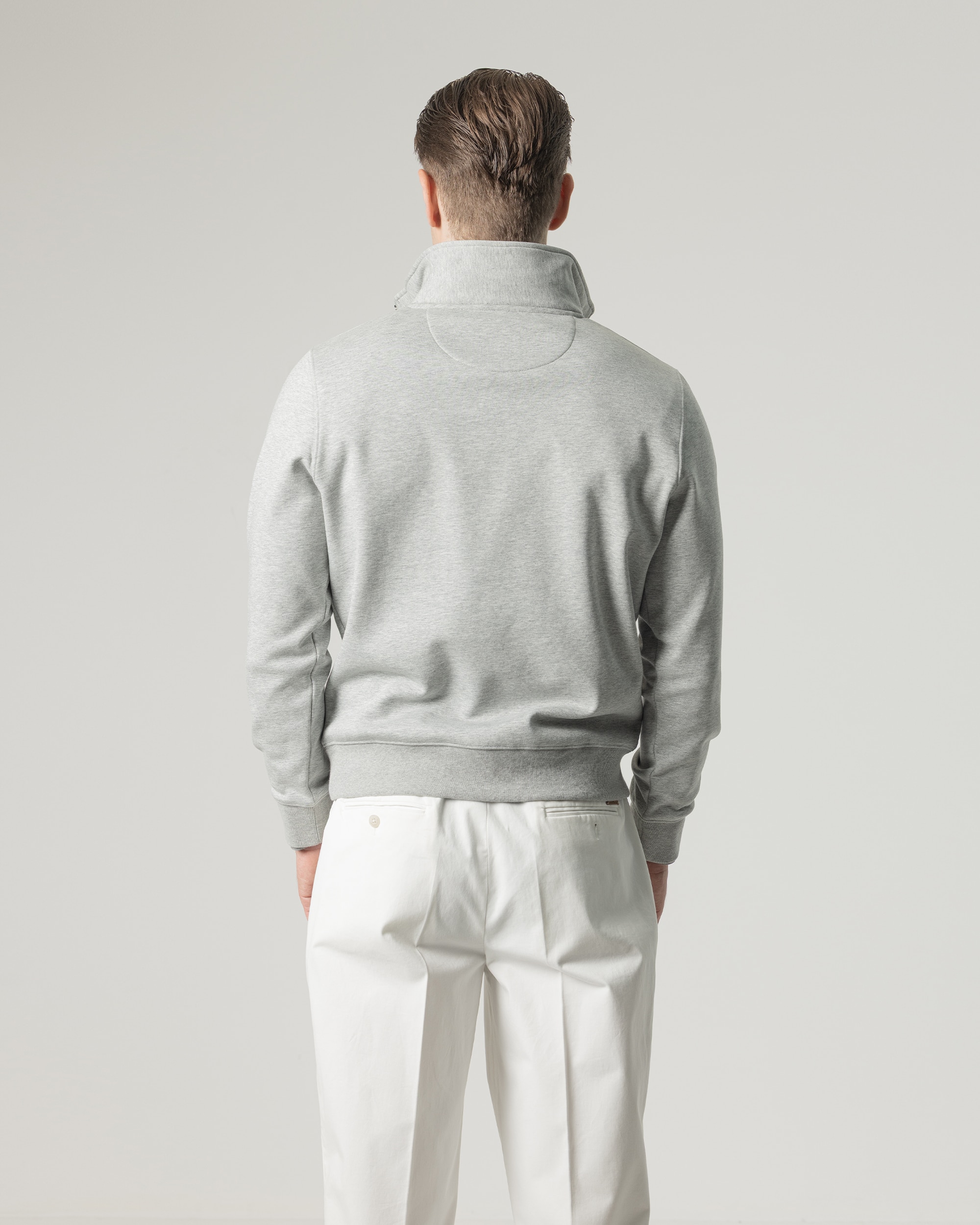 Sweatshirt Interlock com Gola e Fecho Zip Cinzento-claro-4