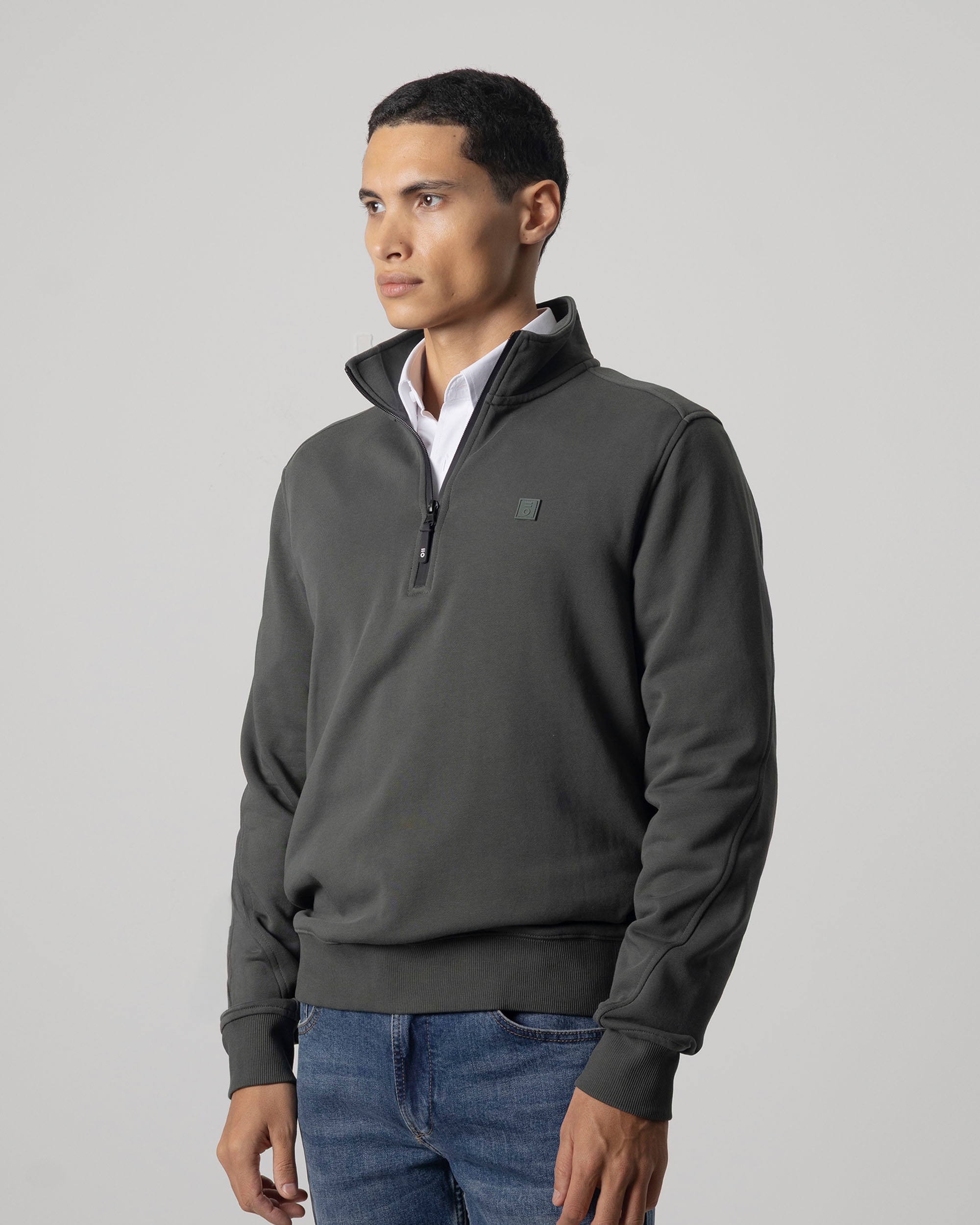 Sweatshirt Gola Mock com Fecho Zip Médio Verde-2
