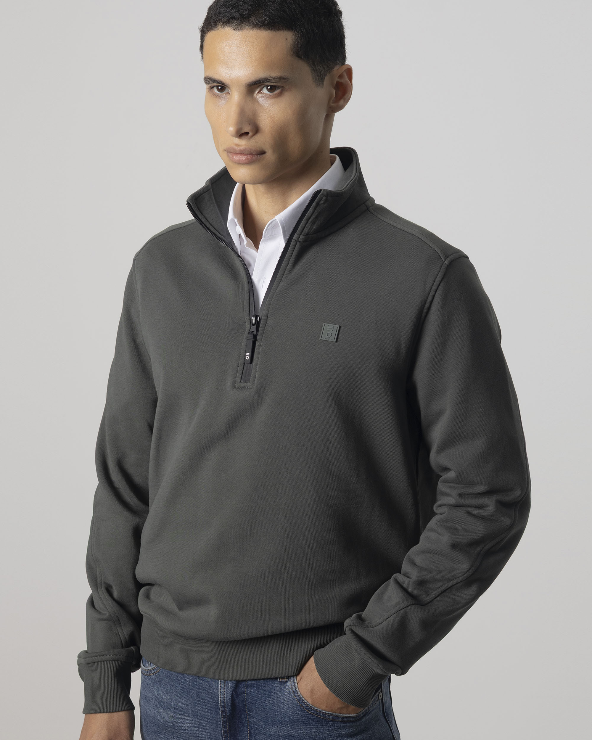 Sweatshirt Gola Mock com Fecho Zip Médio Verde-3