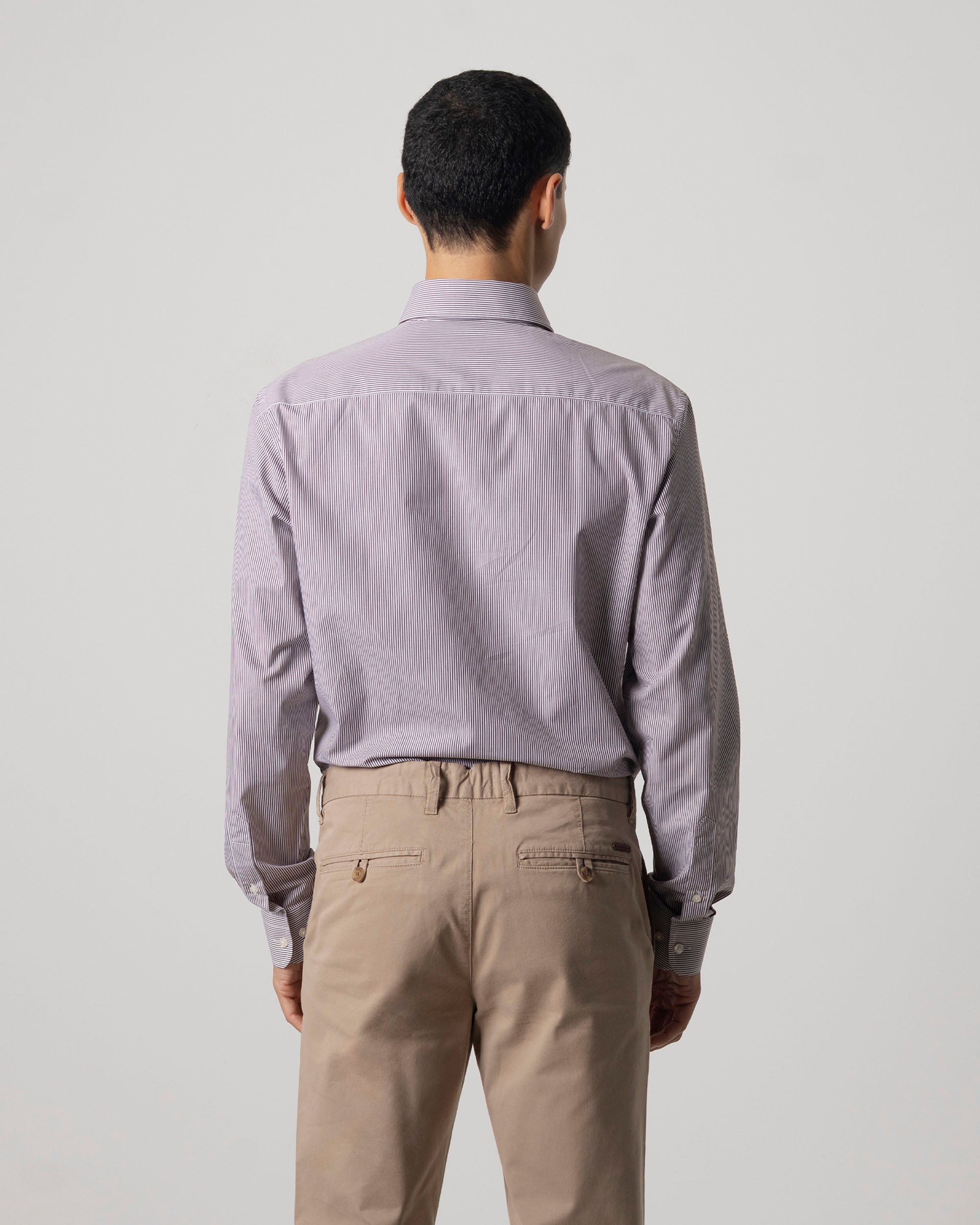 Camisa Popelina Mil Riscas Slim Fit Castanho-escuro-4