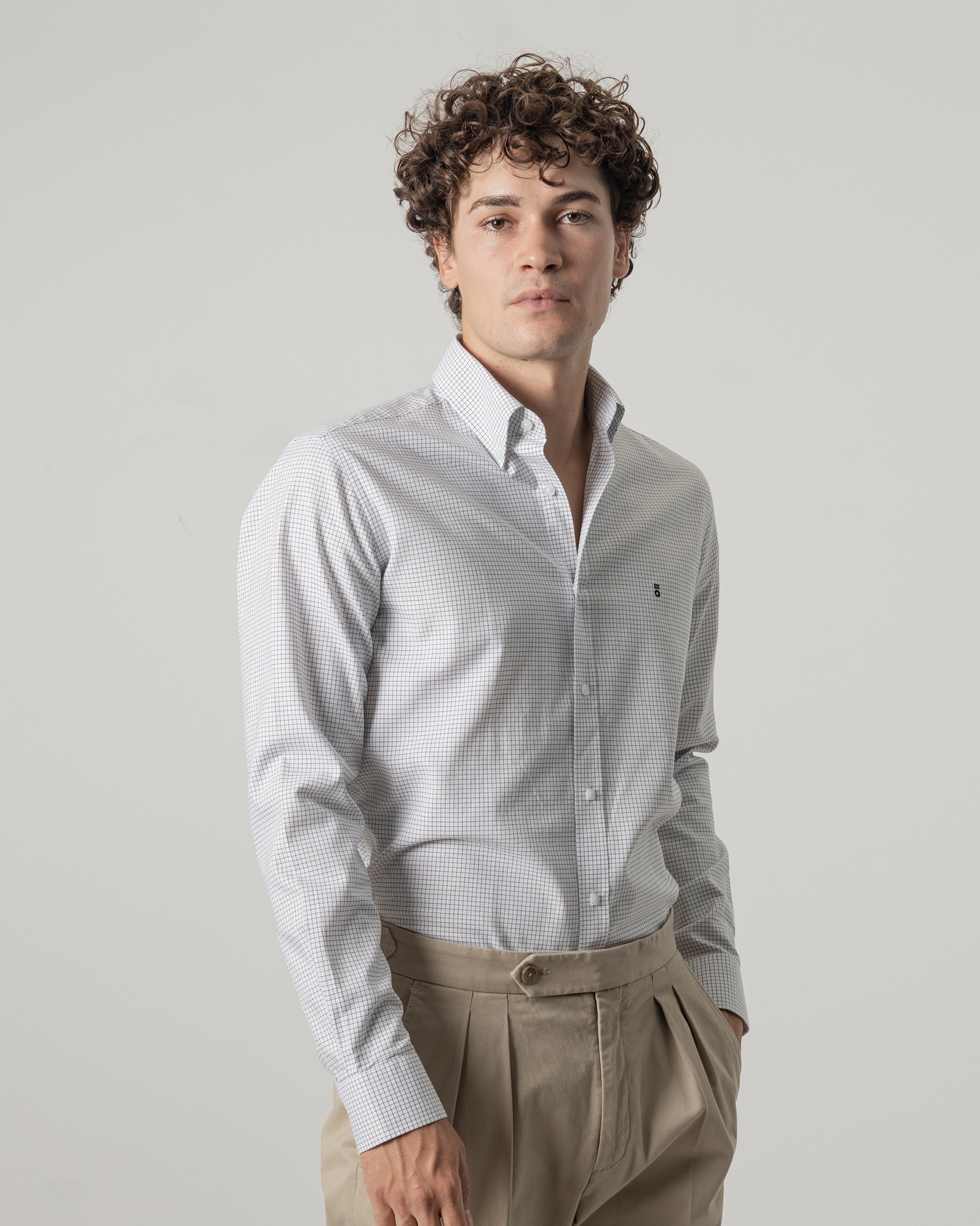 Camisa Aos Quadrados em Algodão Slim Fit Preto-2
