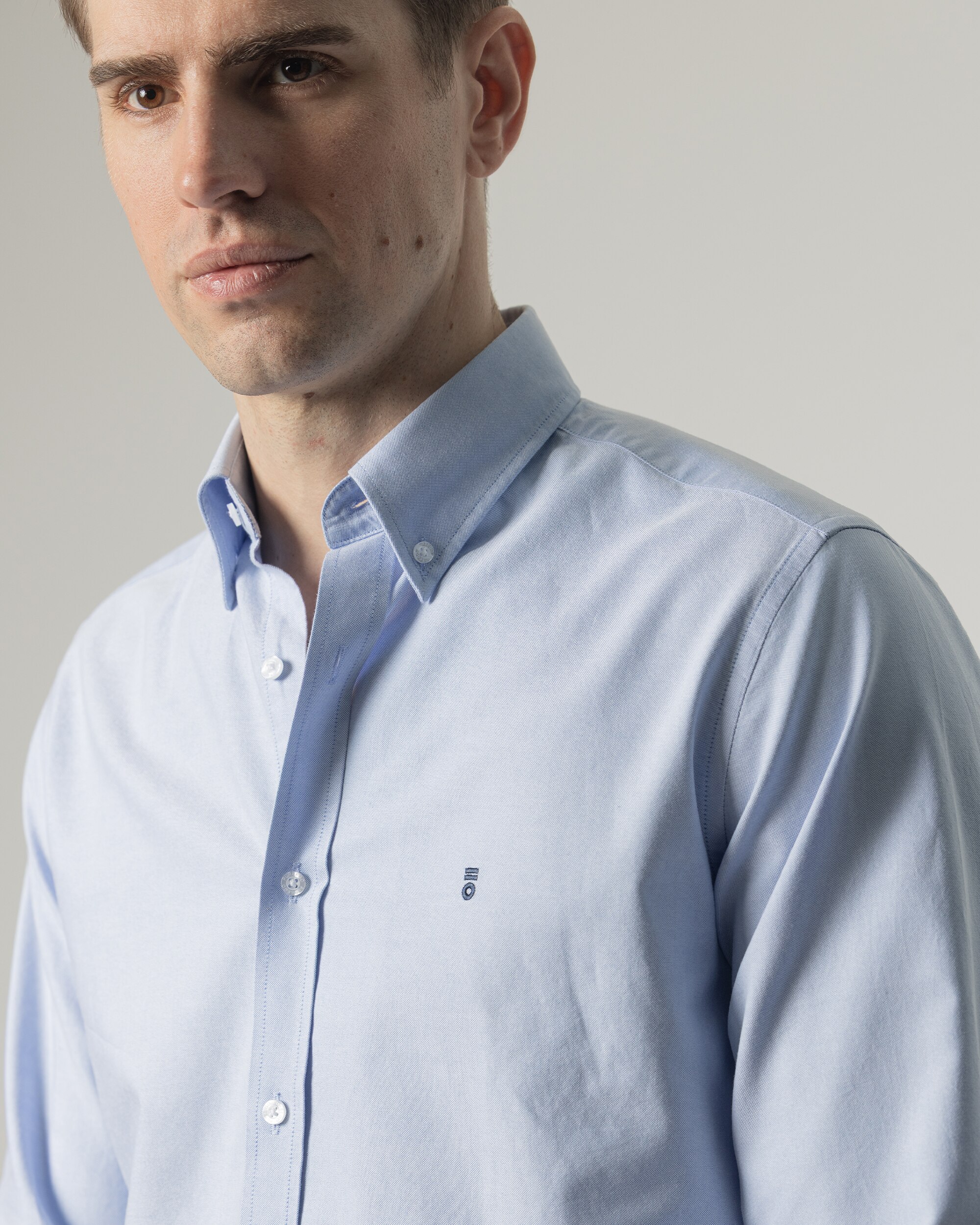 Camisa Oxford Algodão Slim Fit Azul-celeste-3