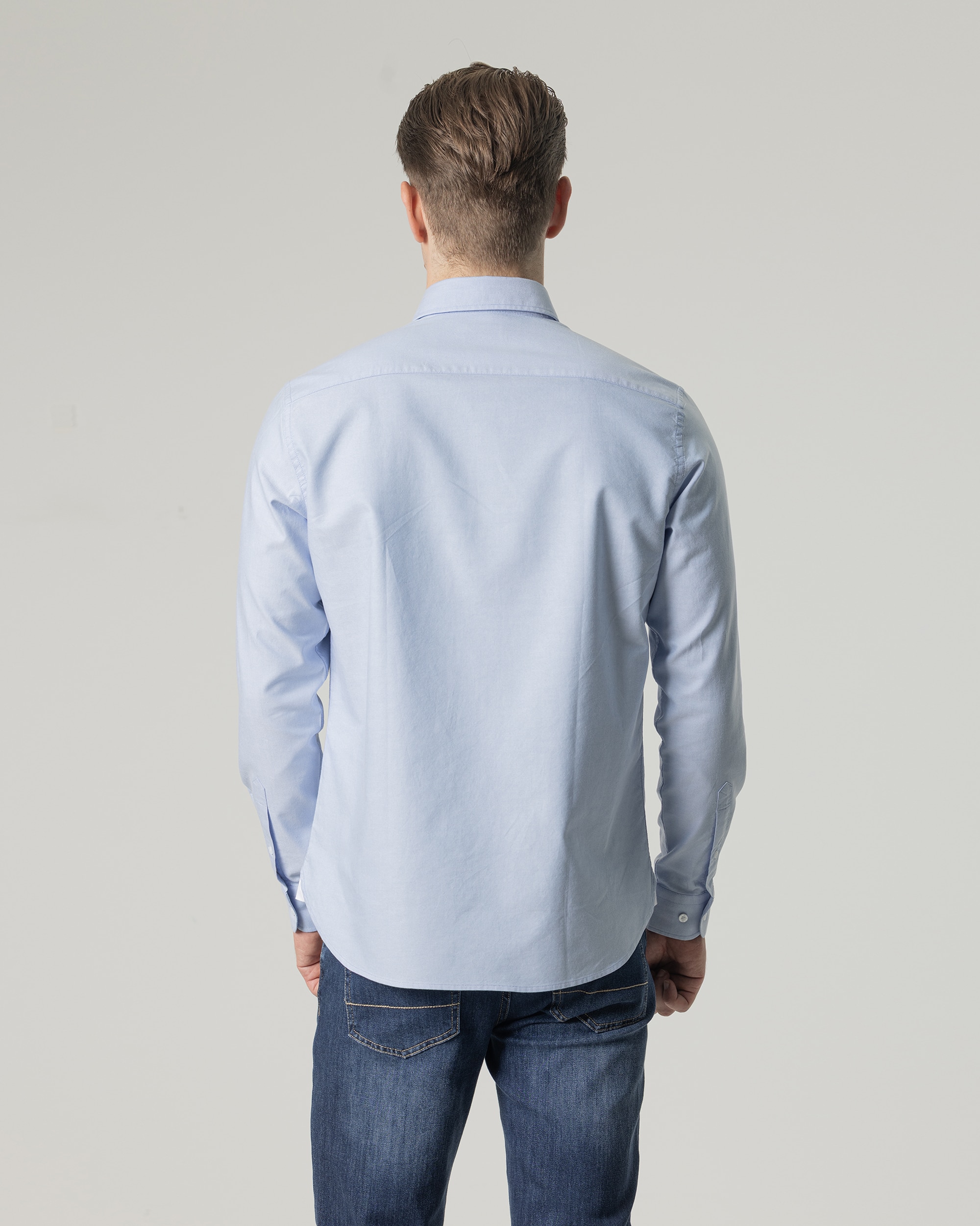 Camisa Oxford Algodão Slim Fit Azul-celeste-4