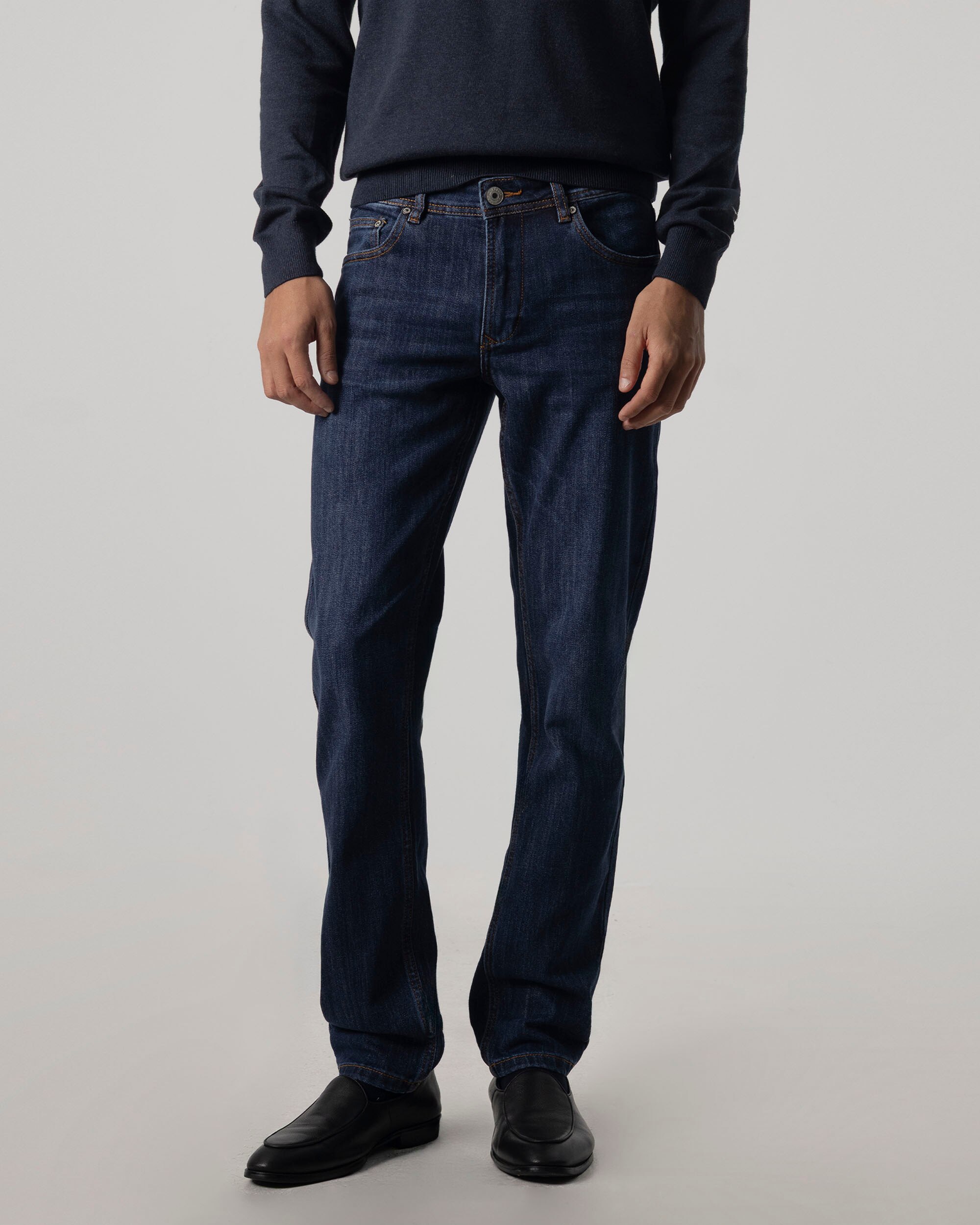 Calças Jeans Strecht Slim Fit Azul-escuro-2