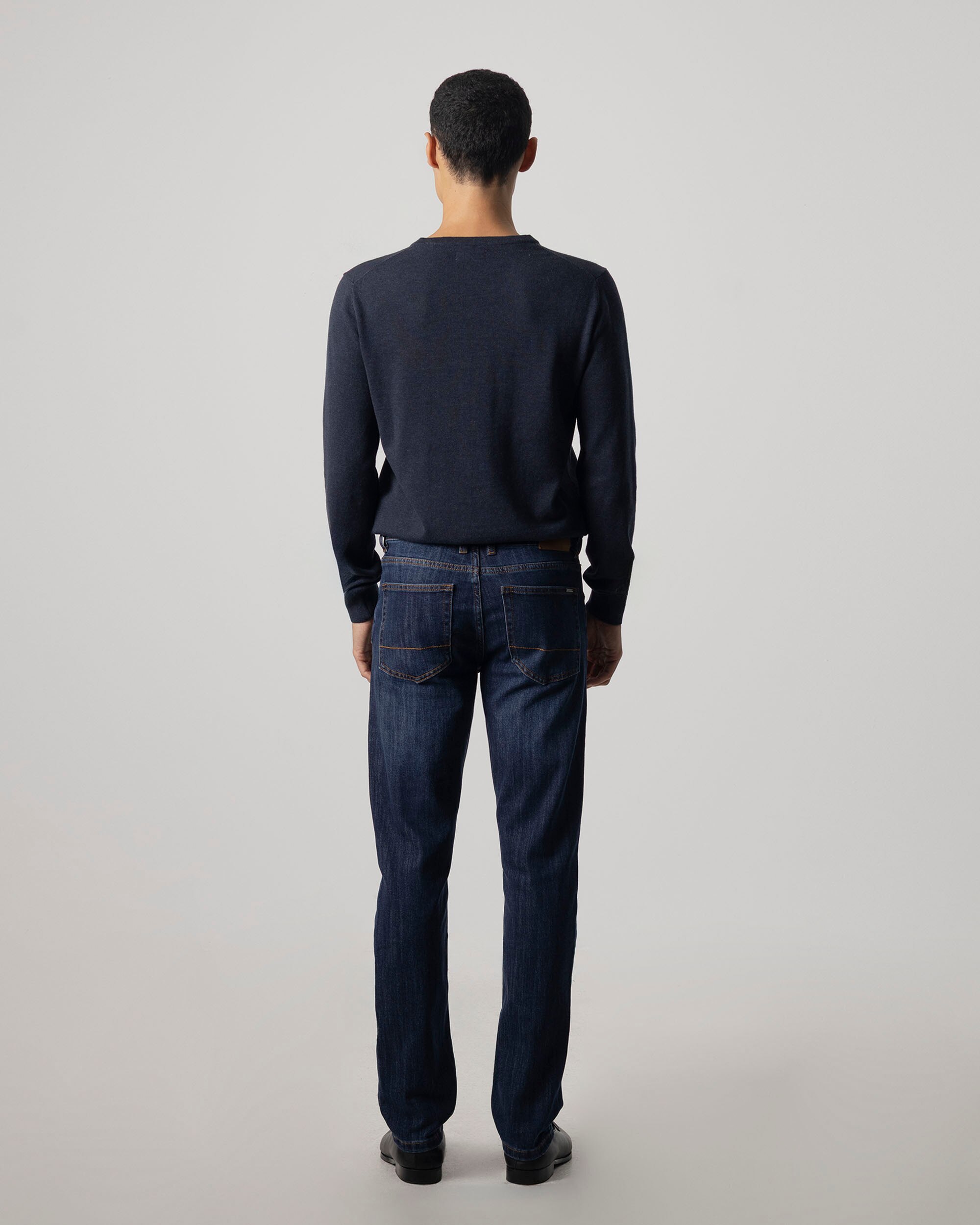 Calças Jeans Strecht Slim Fit Azul-escuro-4