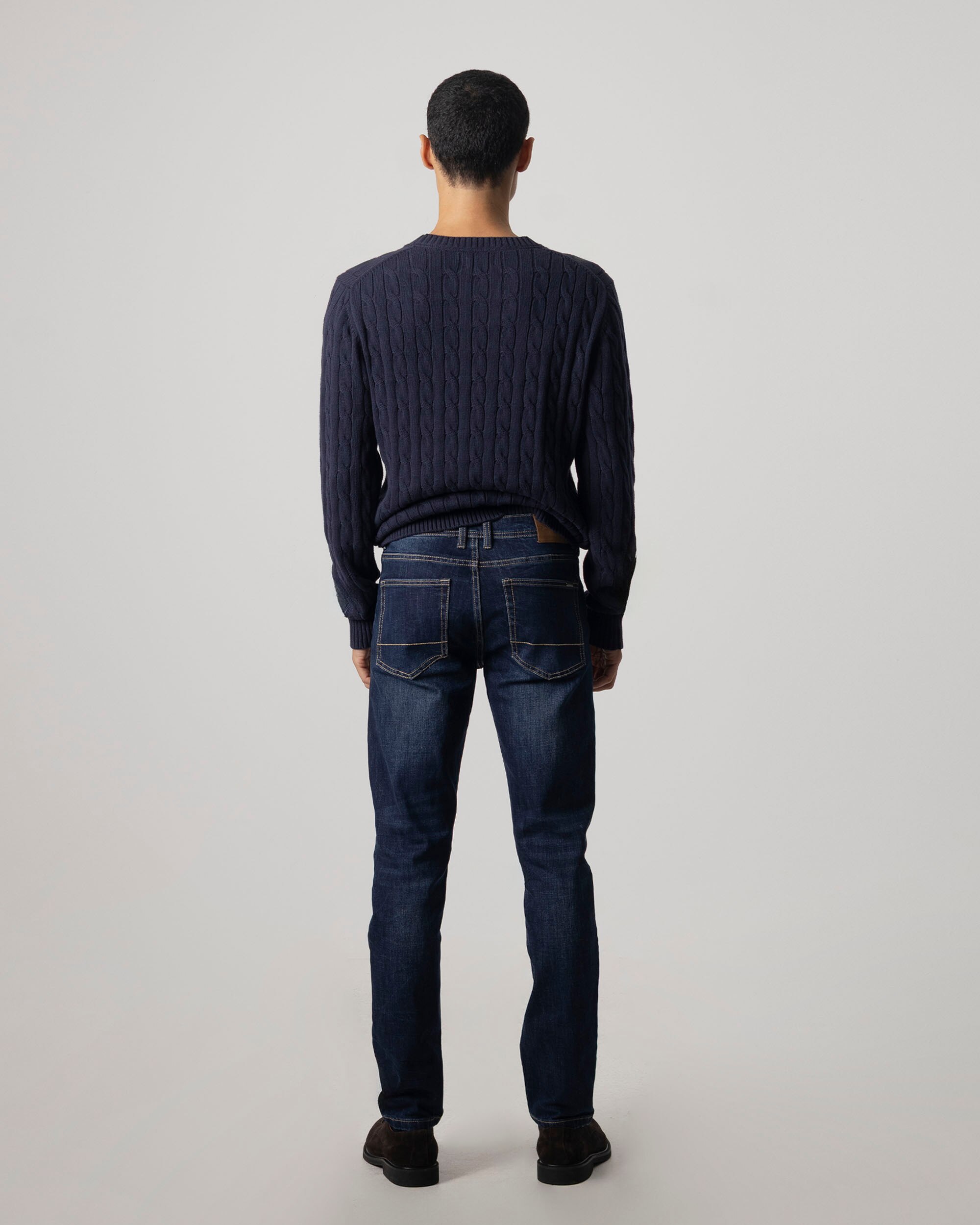 Calças Jeans Strecht Desgastadas Slim Fit Azulão-4