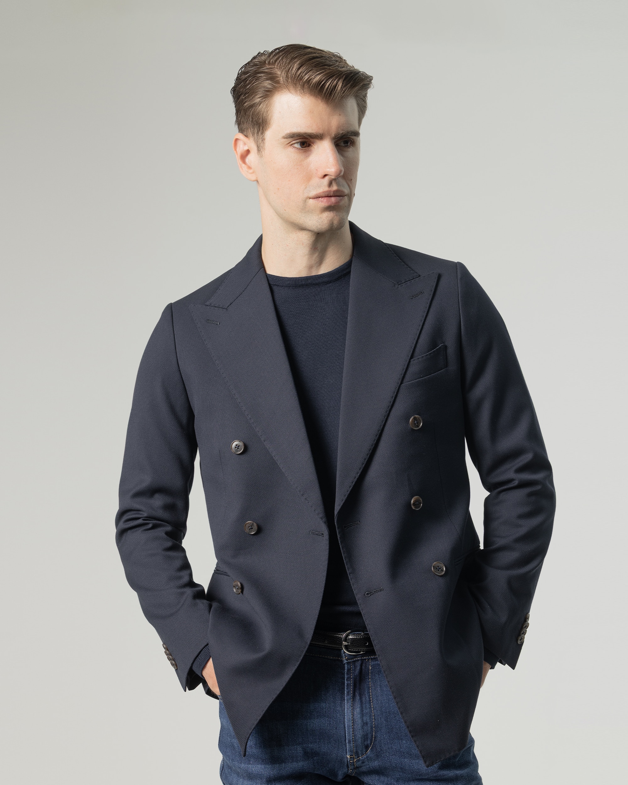 Imagem 0 de Blazer Cruzado de Malha Piqué Slim Fit