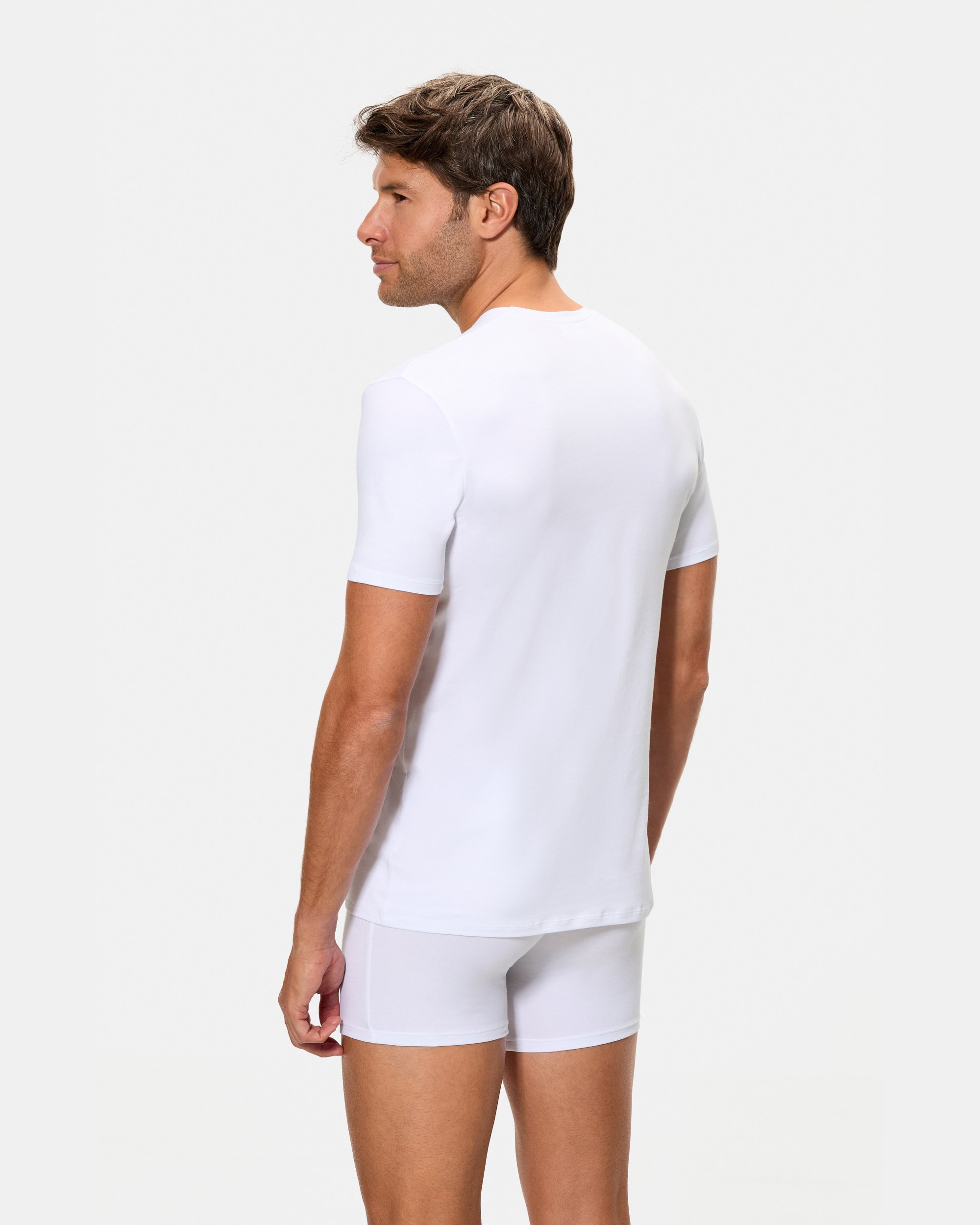 T-shirt Algodão Supima Premium de Manga Curta com Gola Redonda Branco-2