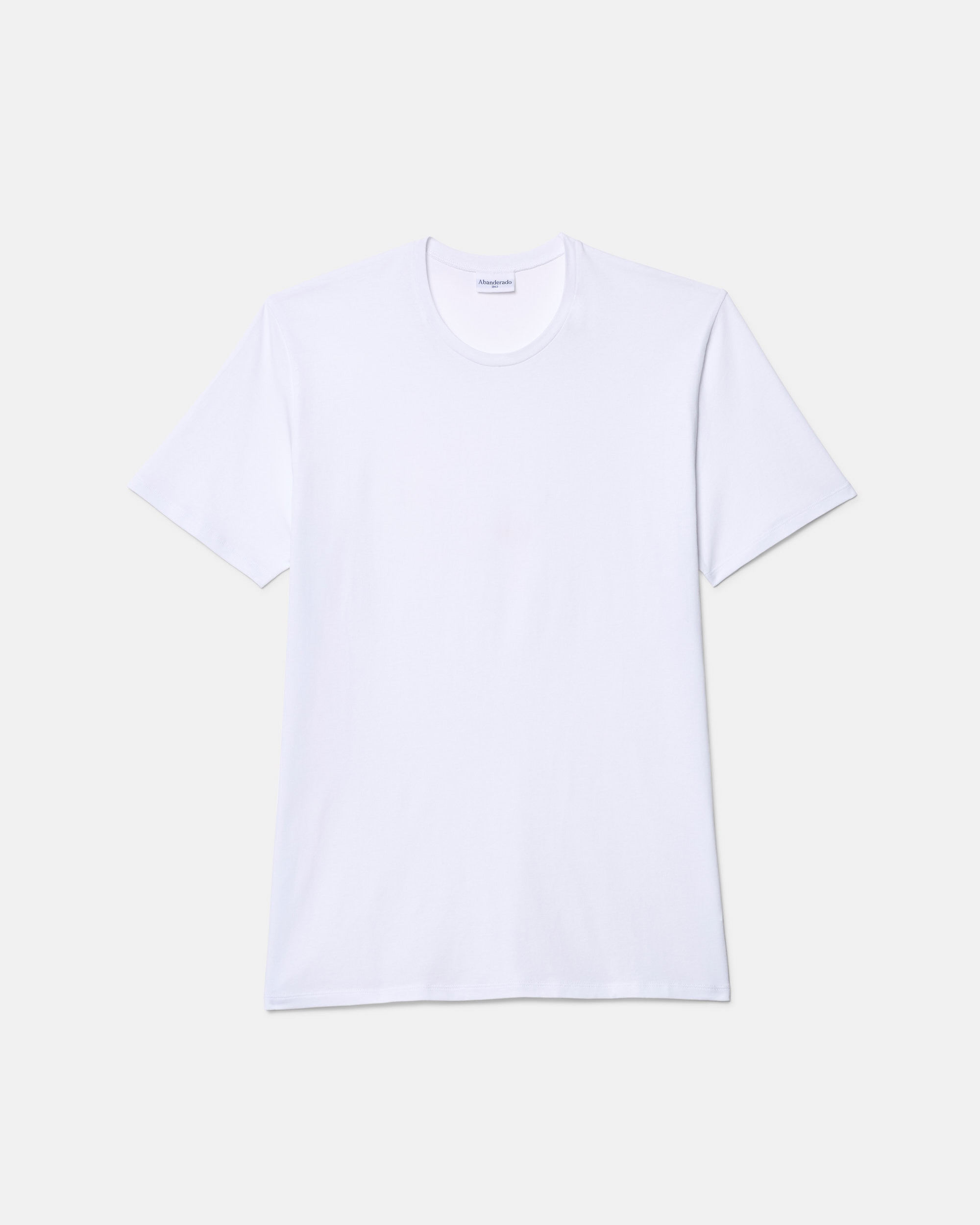 T-shirt Algodão Supima Premium de Manga Curta com Gola Redonda Branco-4