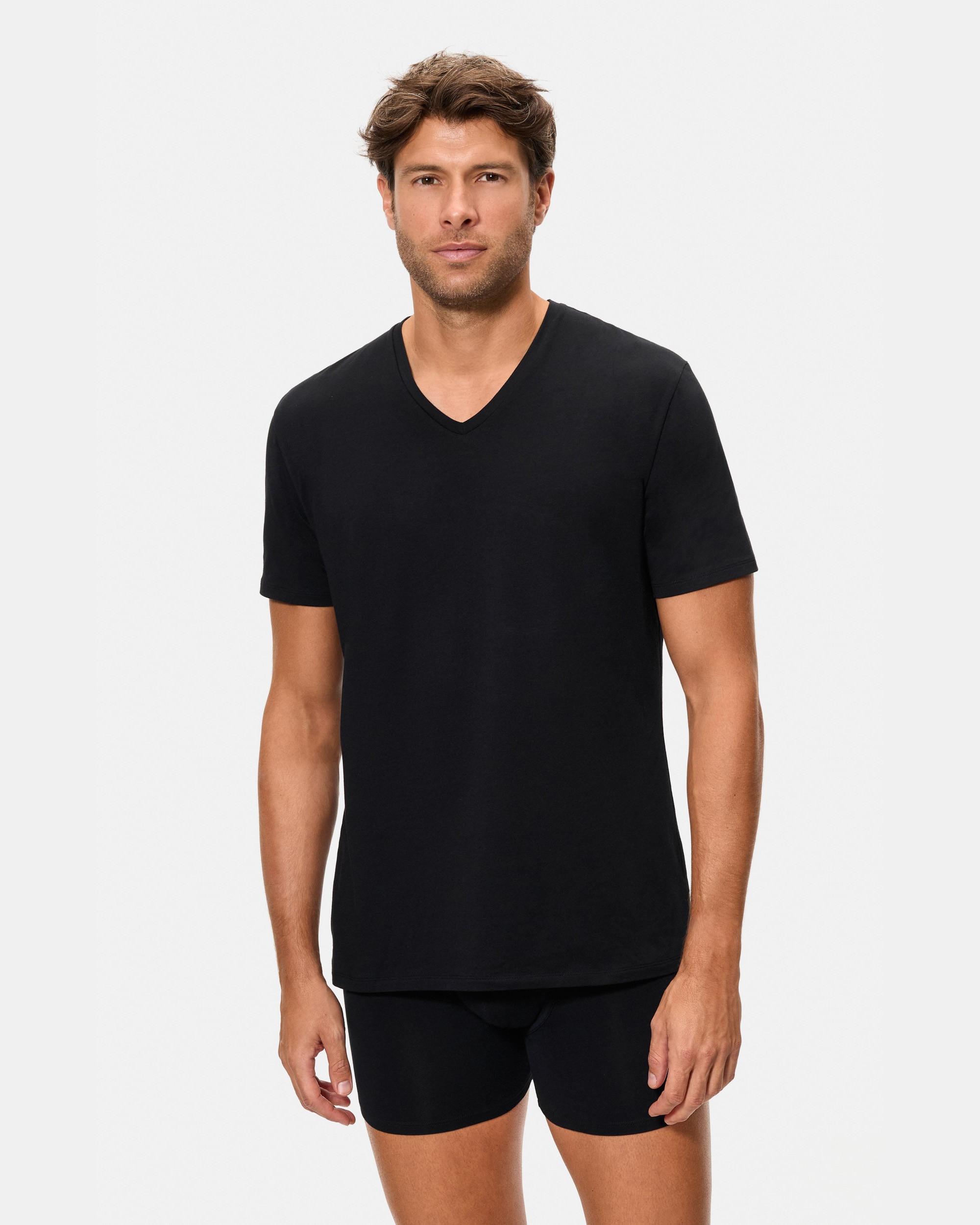 Imagem 0 de T-shirt em Algodão Supima Premium de Manga Curta com Gola em V
