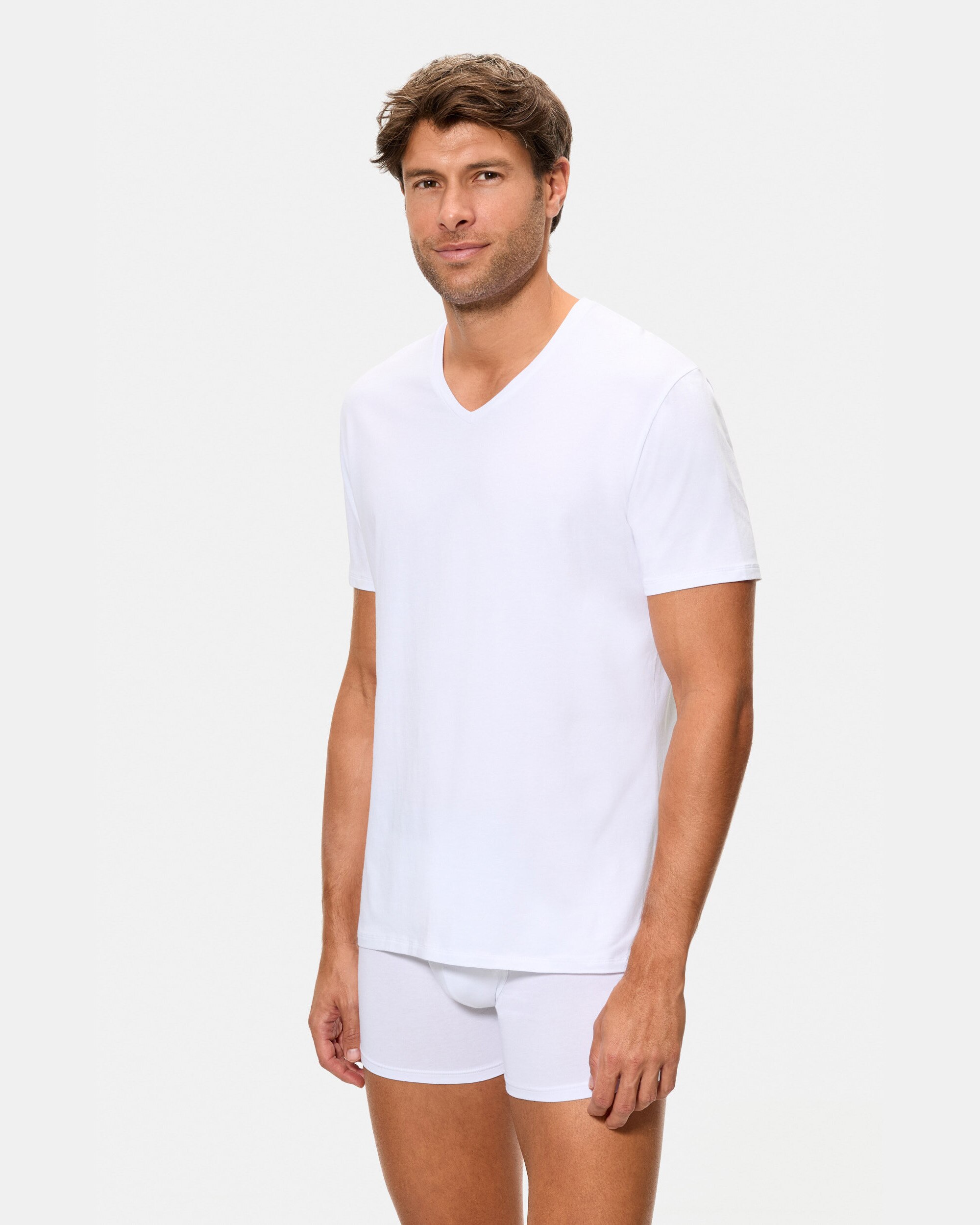 Imagem 0 de T-shirt em Algodão Supima Premium de Manga Curta com Gola em V