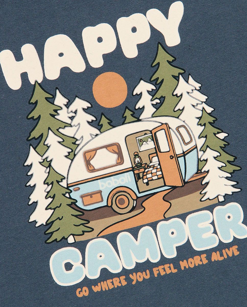 T-shirt de Malha Infantil com Estampado "happy Camper" em Verde Boboli Verde-4