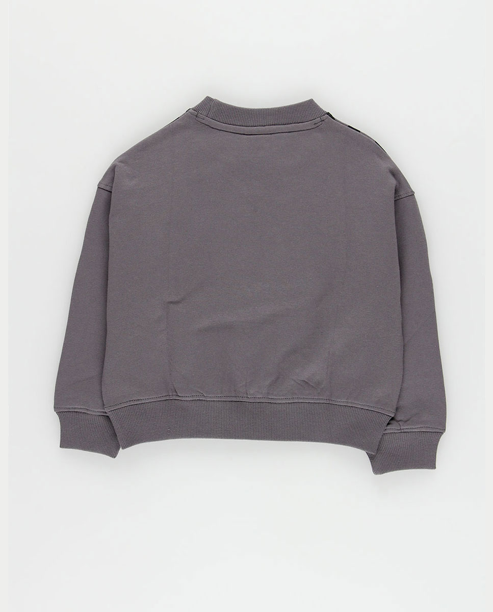 Sweatshirt de Felpa Infantil com Estampado Leopardo e Mensagem "born To Stand Out" em Cinzento Boboli Cinzento-3