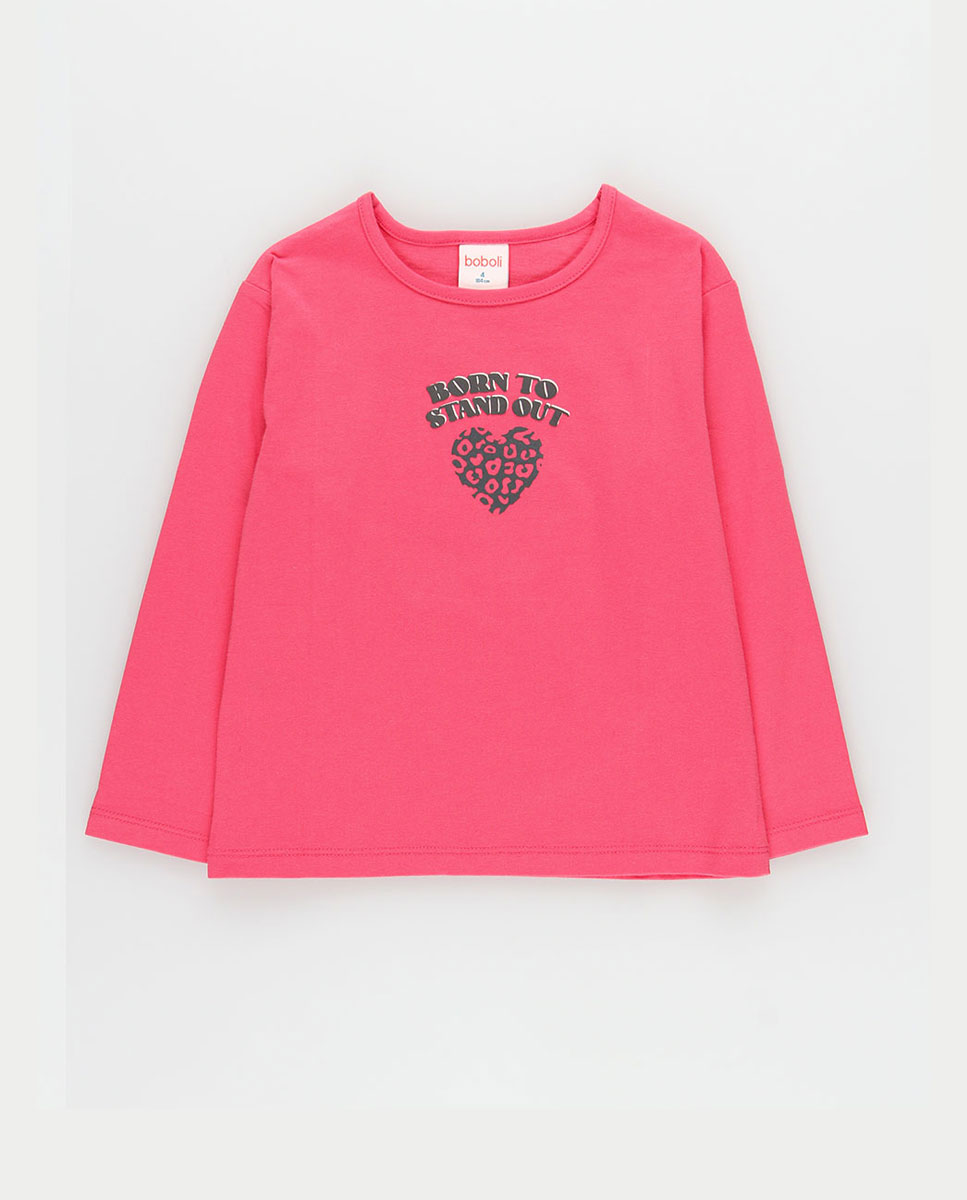 T-shirt de Malha Infantil com Coração e Mensagem "born To Stand Out" em Vermelho Boboli Vermelho-3